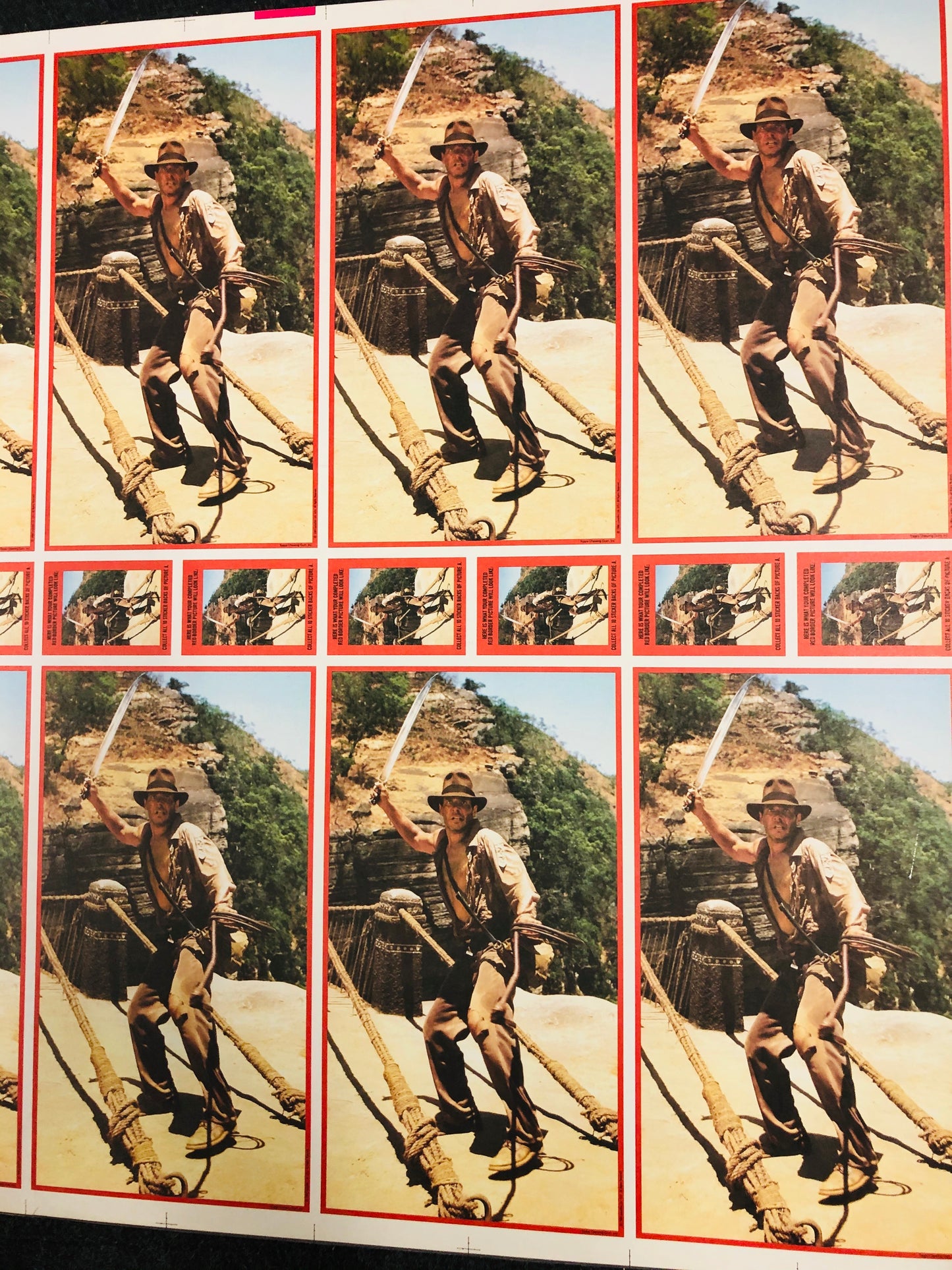 1984 Topps Indiana Jones and the Temple of Doom movie stickers uncut sheet