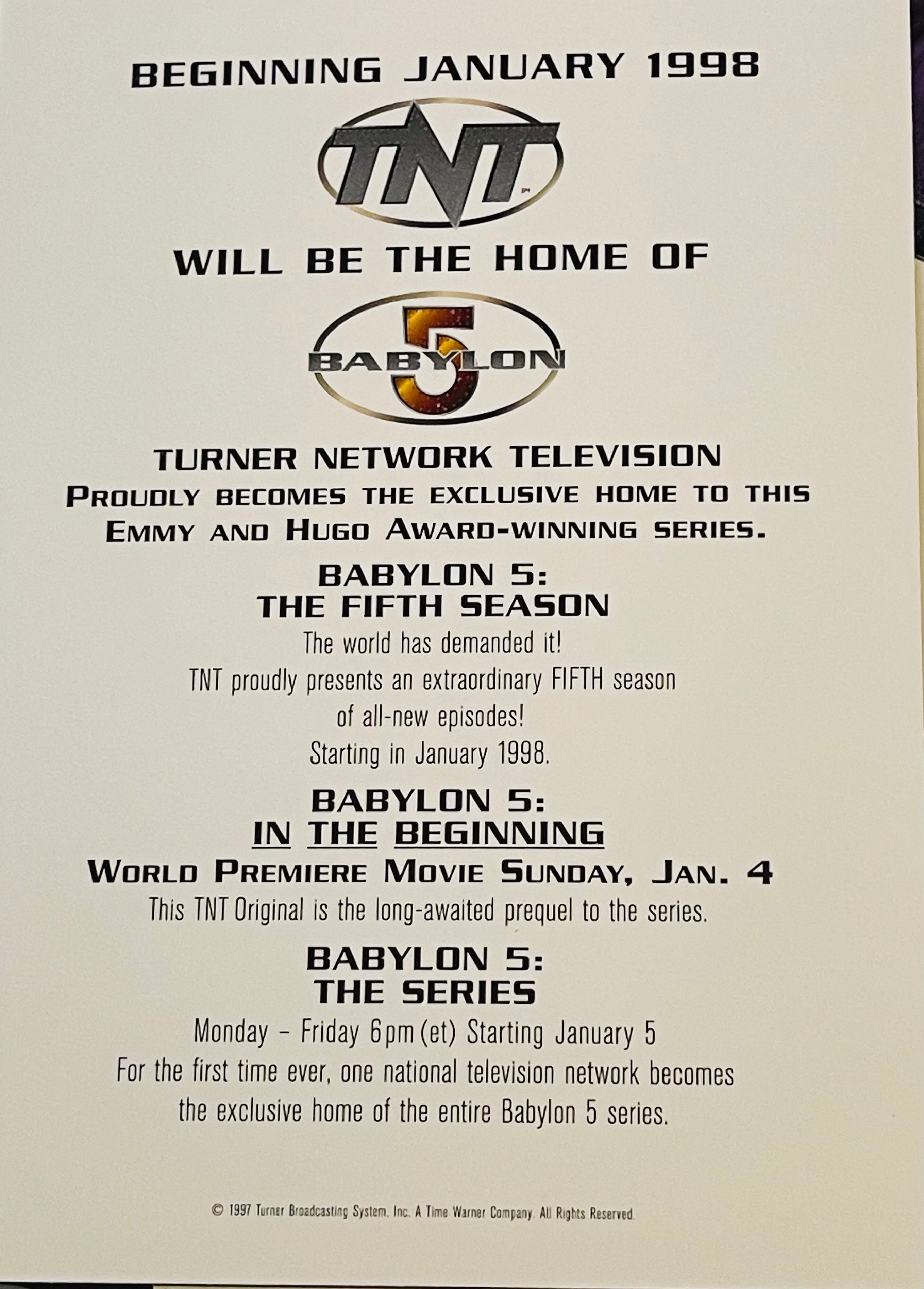 Babylon 5 TNT rare 5 cards promo set 1997