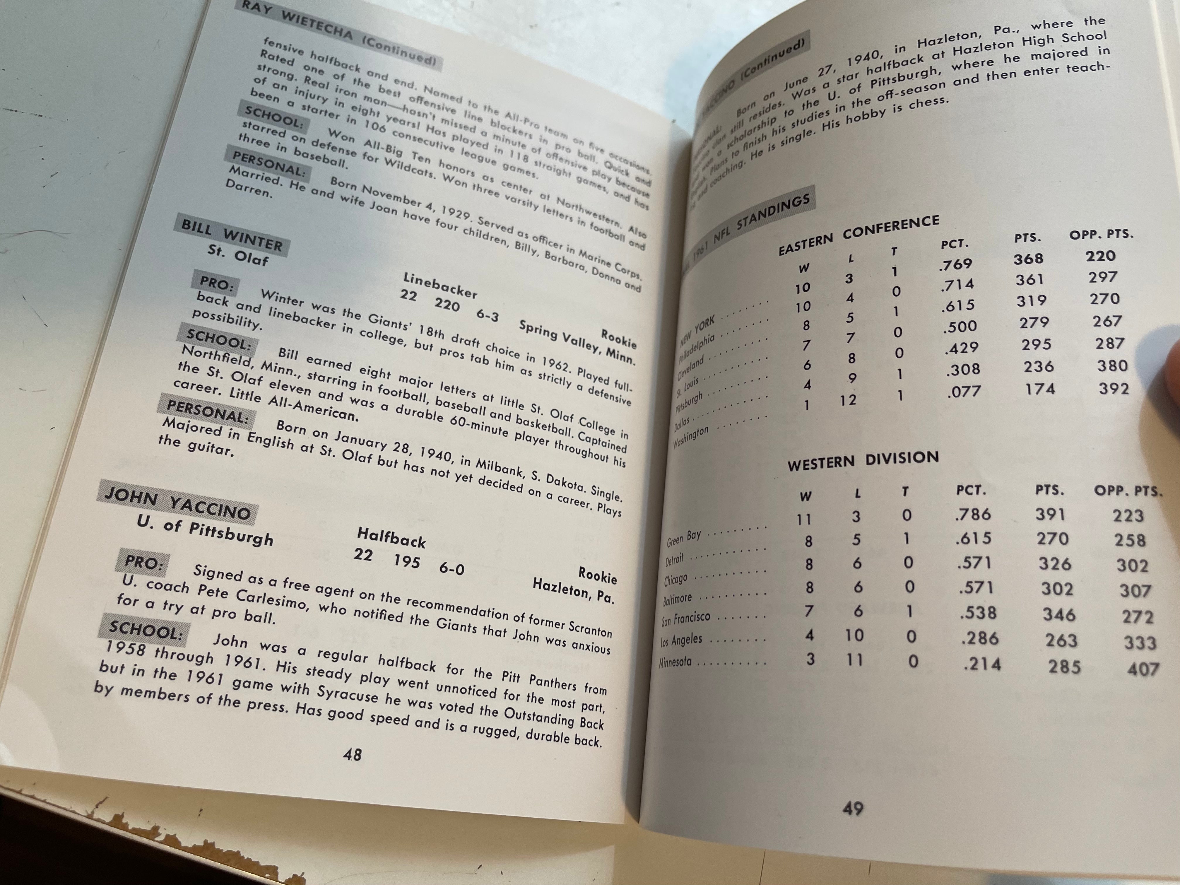 New York Giants football rare media press guide 1962