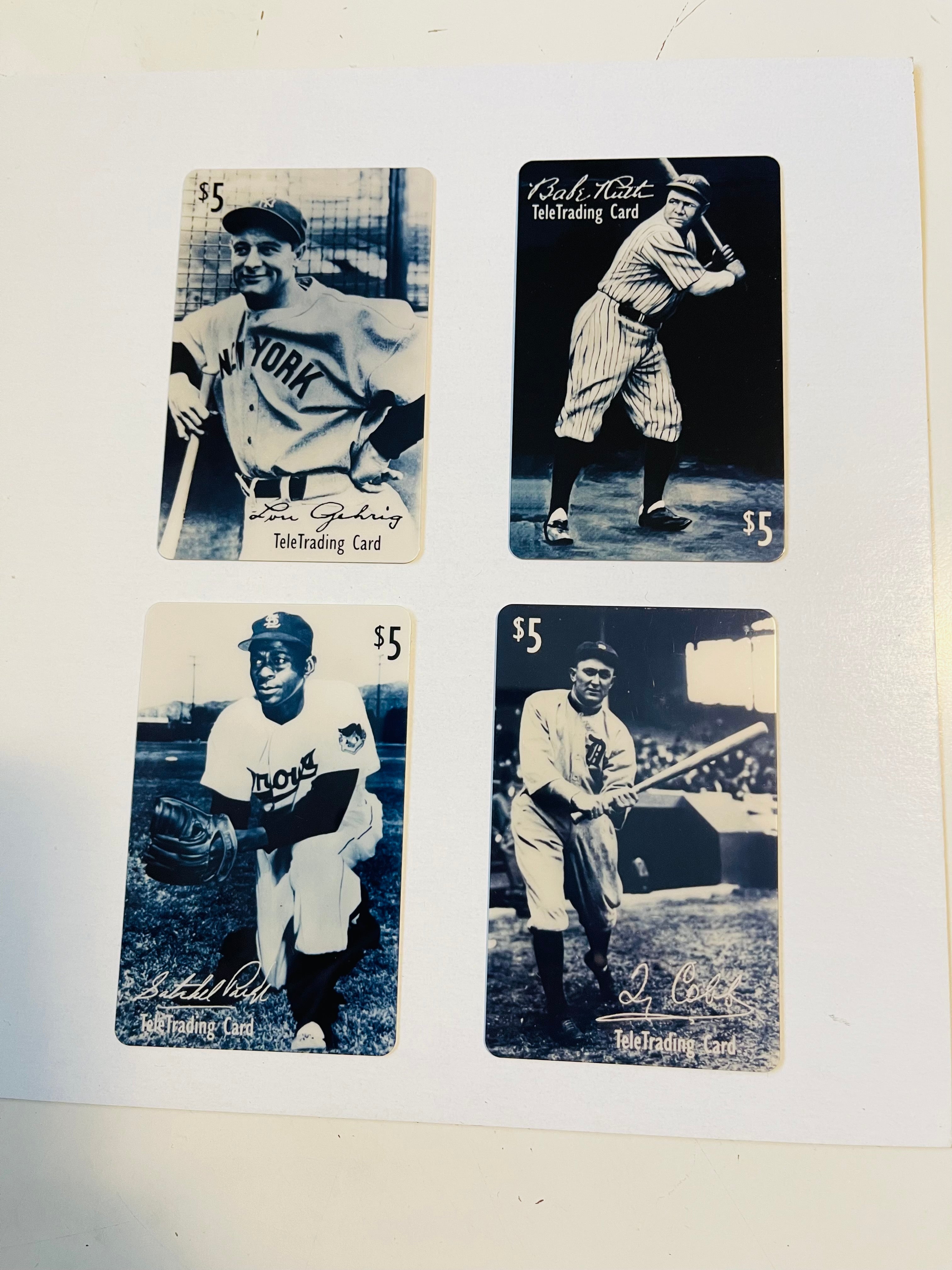 Babe Ruth, Ty Cobb and more 4 phonecards set 1990s