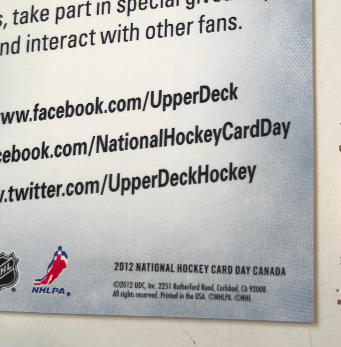 NHL hockey National trading card day complete hockey cards set 2012