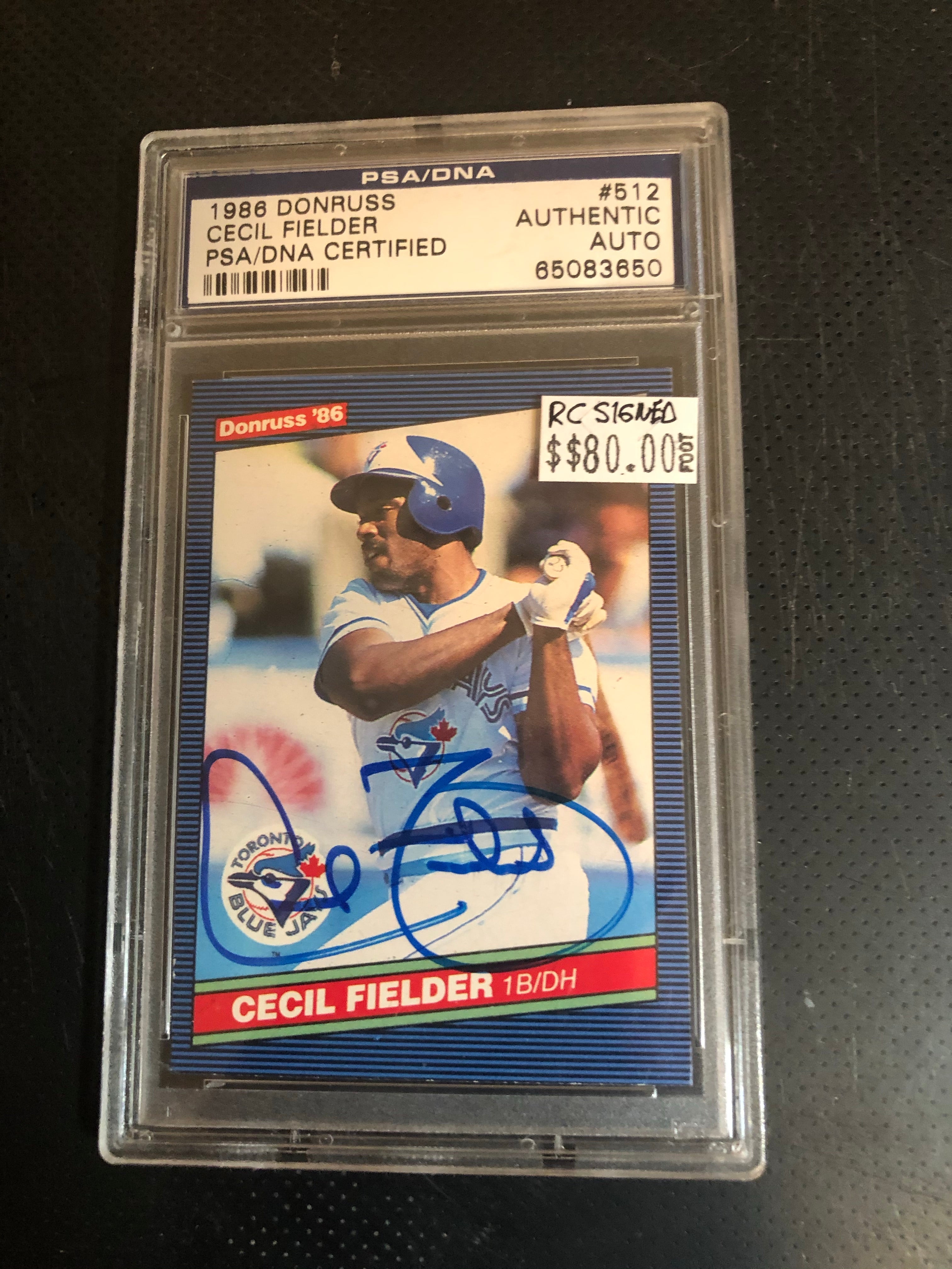 Toronto Blue Jays Cecil Fielder rookie autograph baseball PSA/DNA certified