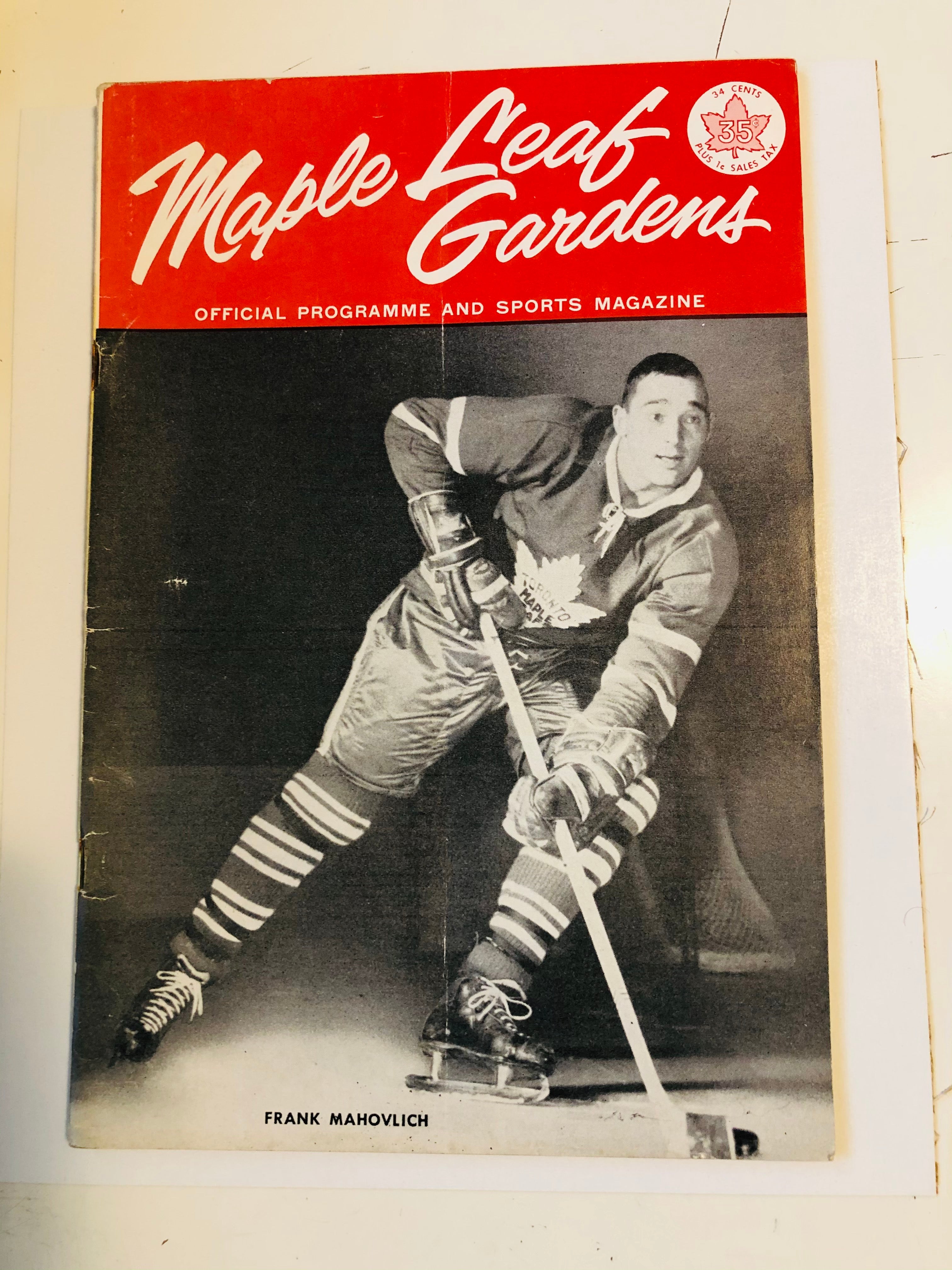 Toronto Maple Leafs hockey game program Jan.19,1963