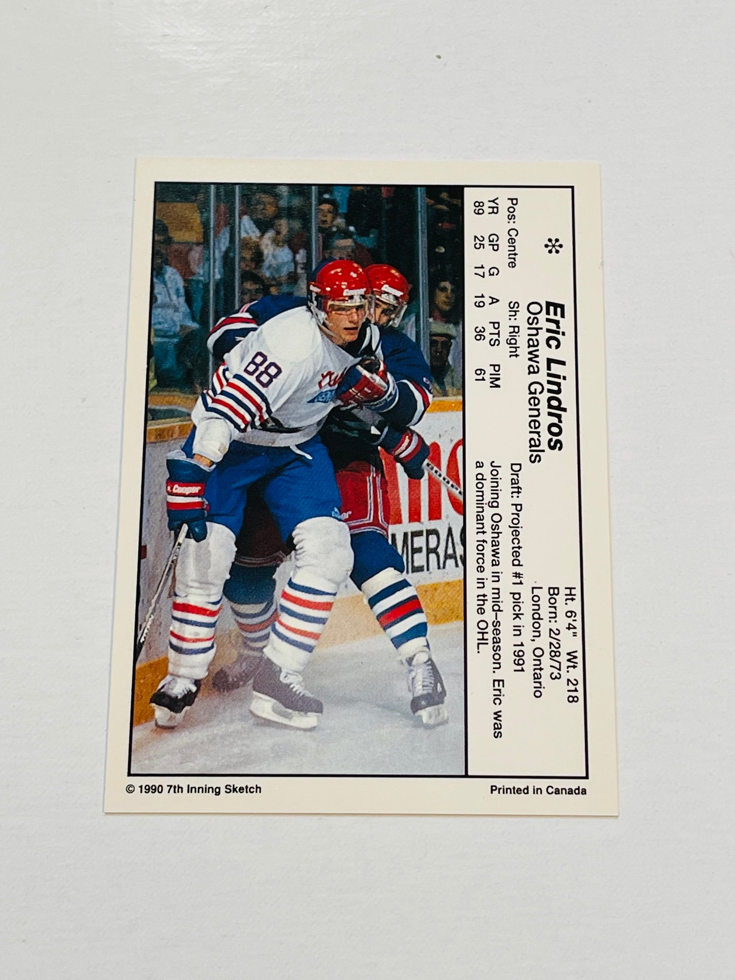 Eric Lindros OHL rookie hockey card 1990