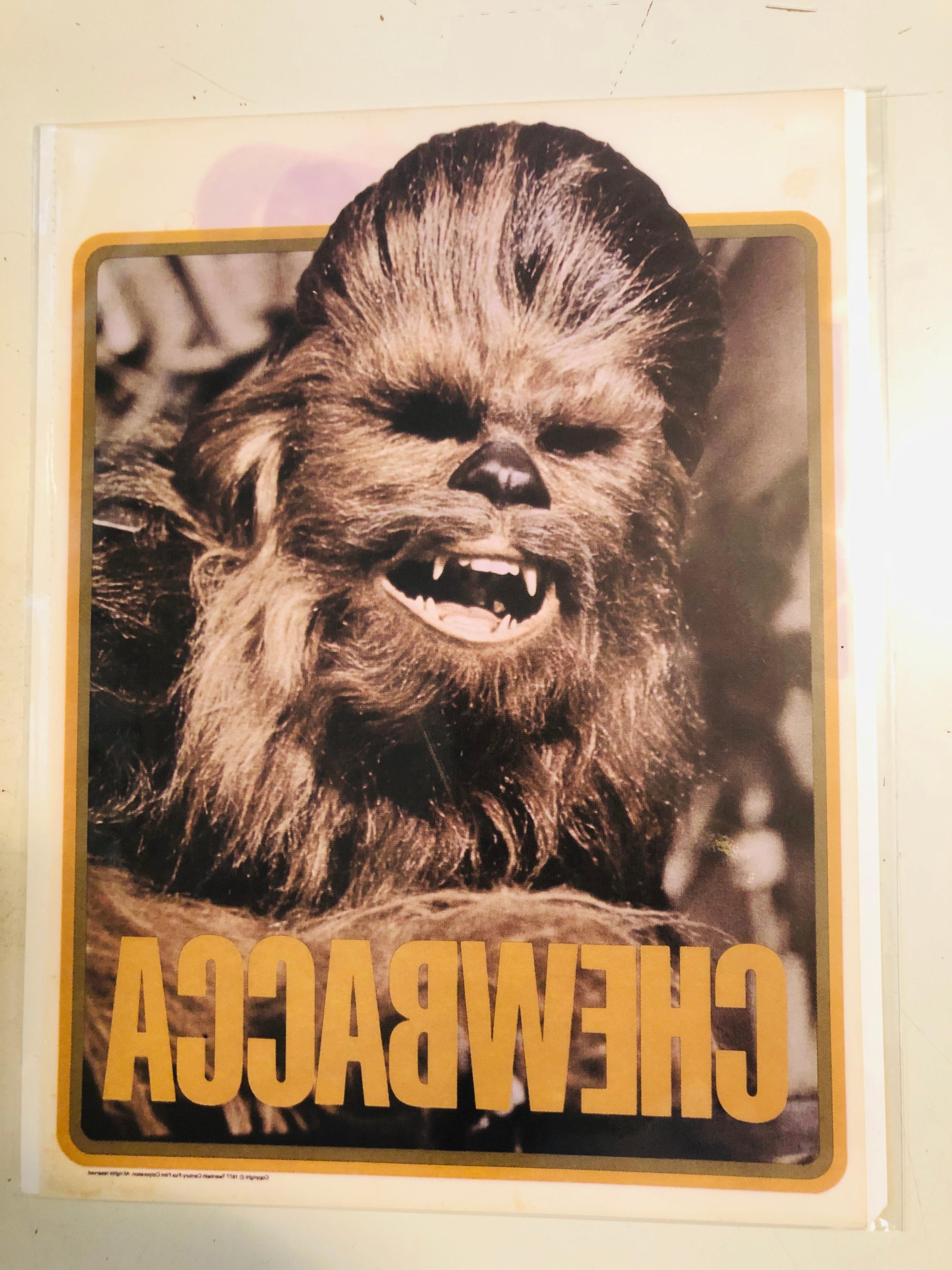 Star Wars Chewbacca original iron on transfer 1977