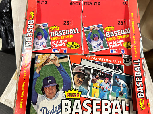 1982 Fleer baseball stickers 2 boxes 24 albums and bonus packs collectors box