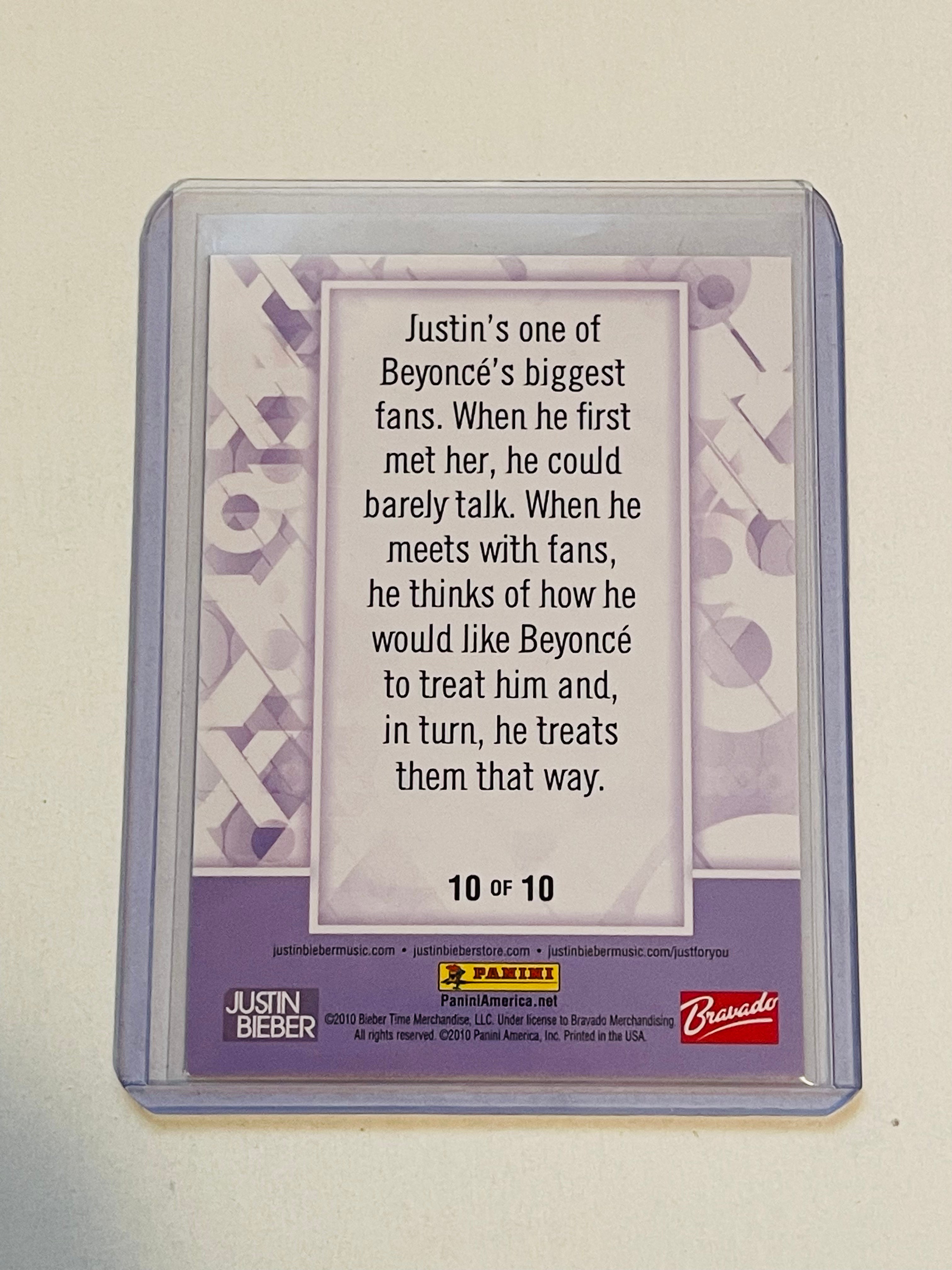 Justin Bieber #10 rare foil insert card 2010