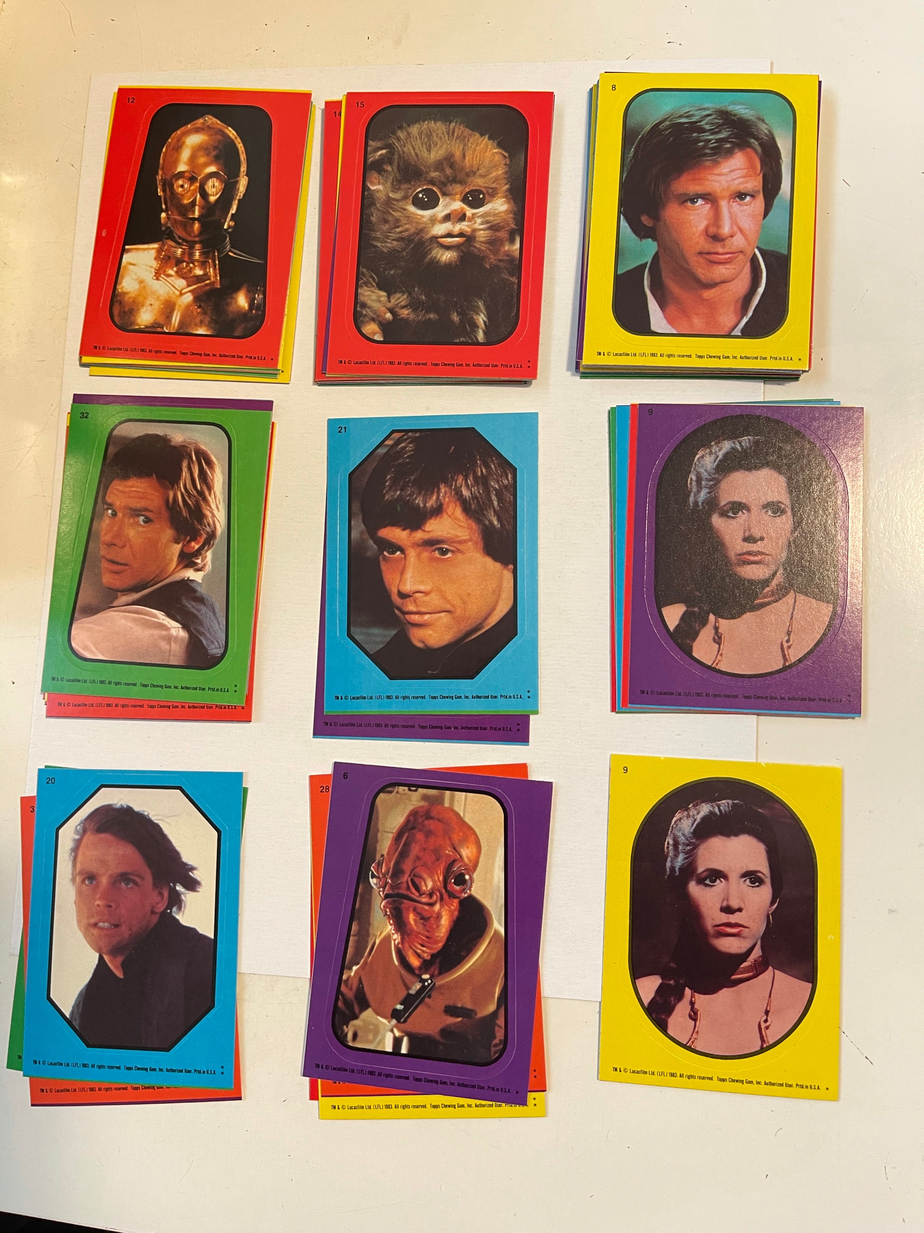 Star Wars Return of the Jedi original sticker 66 cards set 1983