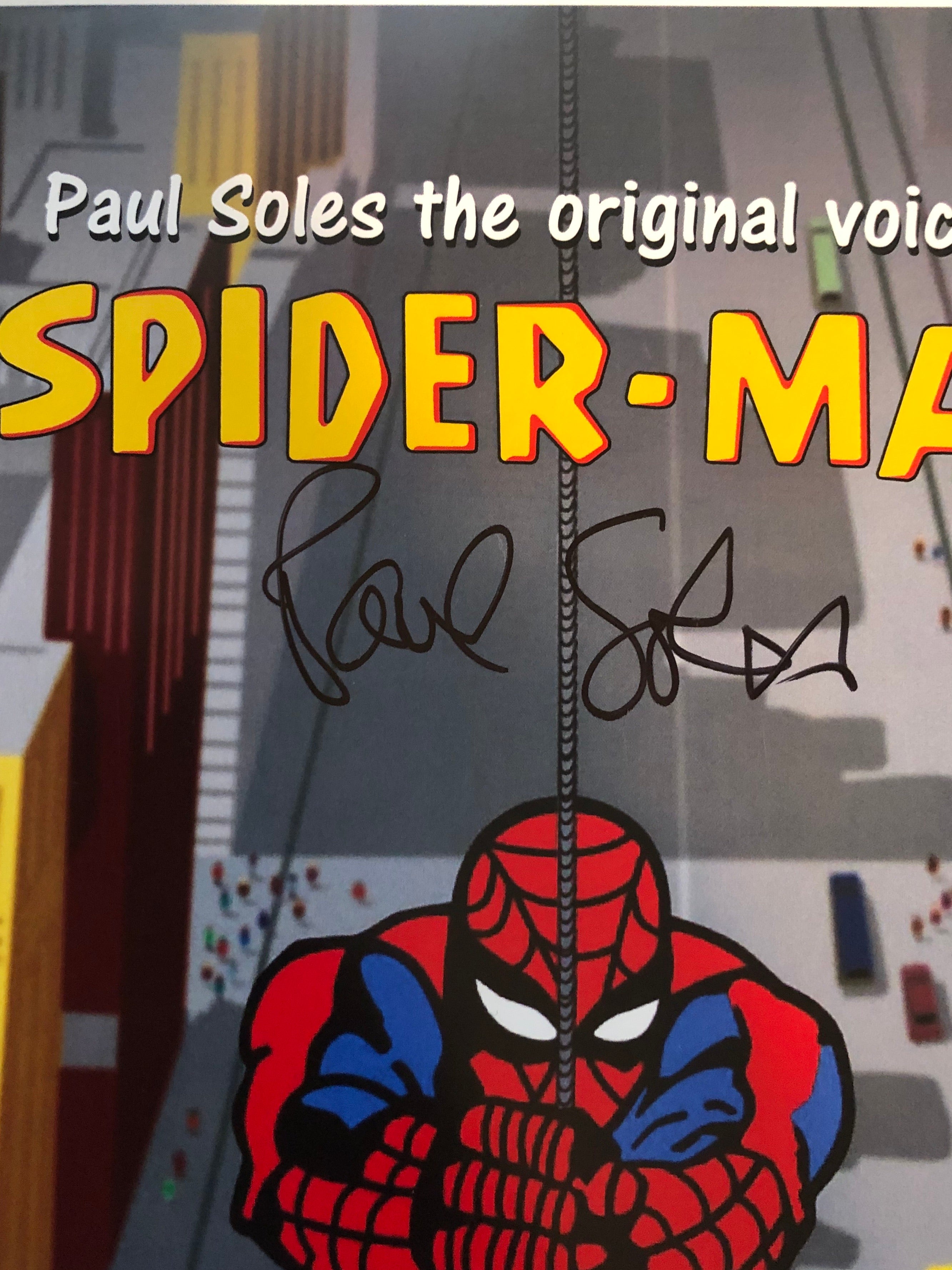 Spider-Man Paul Soles cartoon from 1970s animation voice actor signed photo with COA