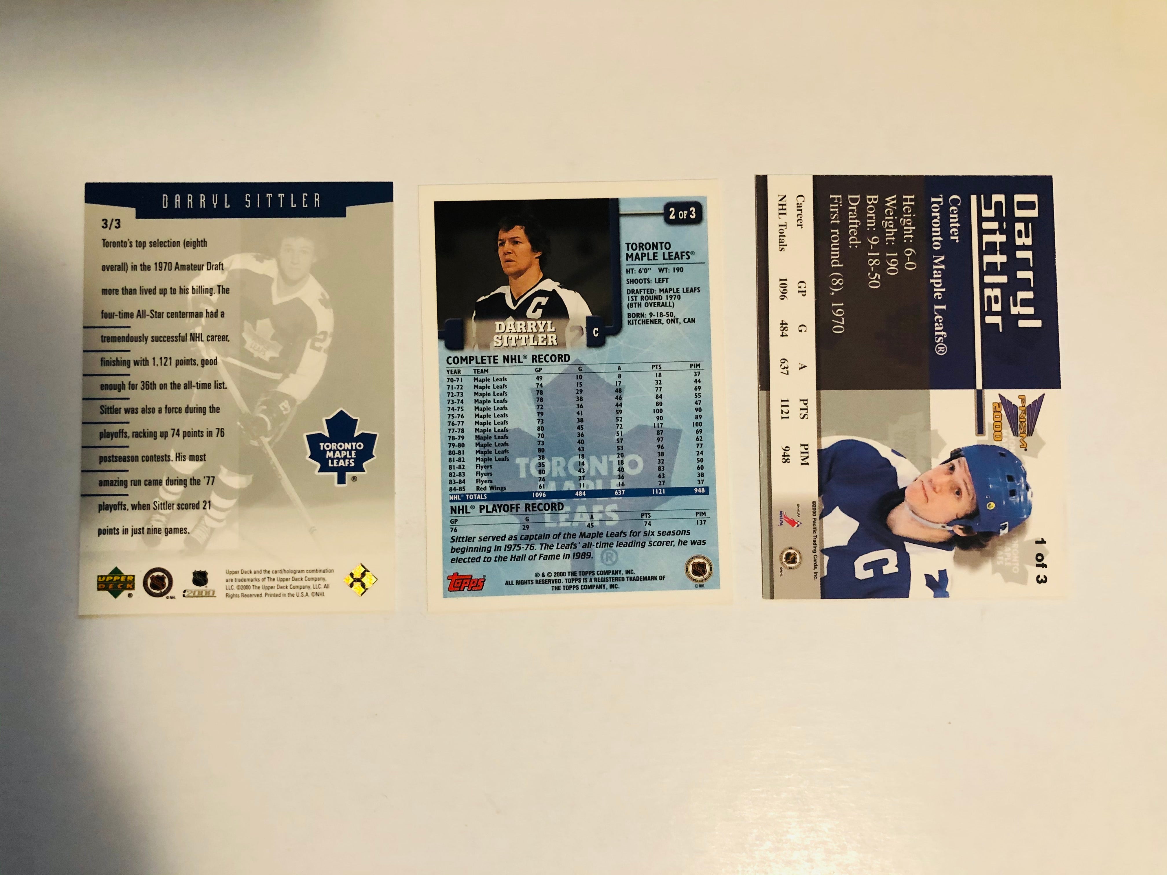 Darryl Sittler Toronto Maple Leafs 3 cards limited issue hockey cards set 2000