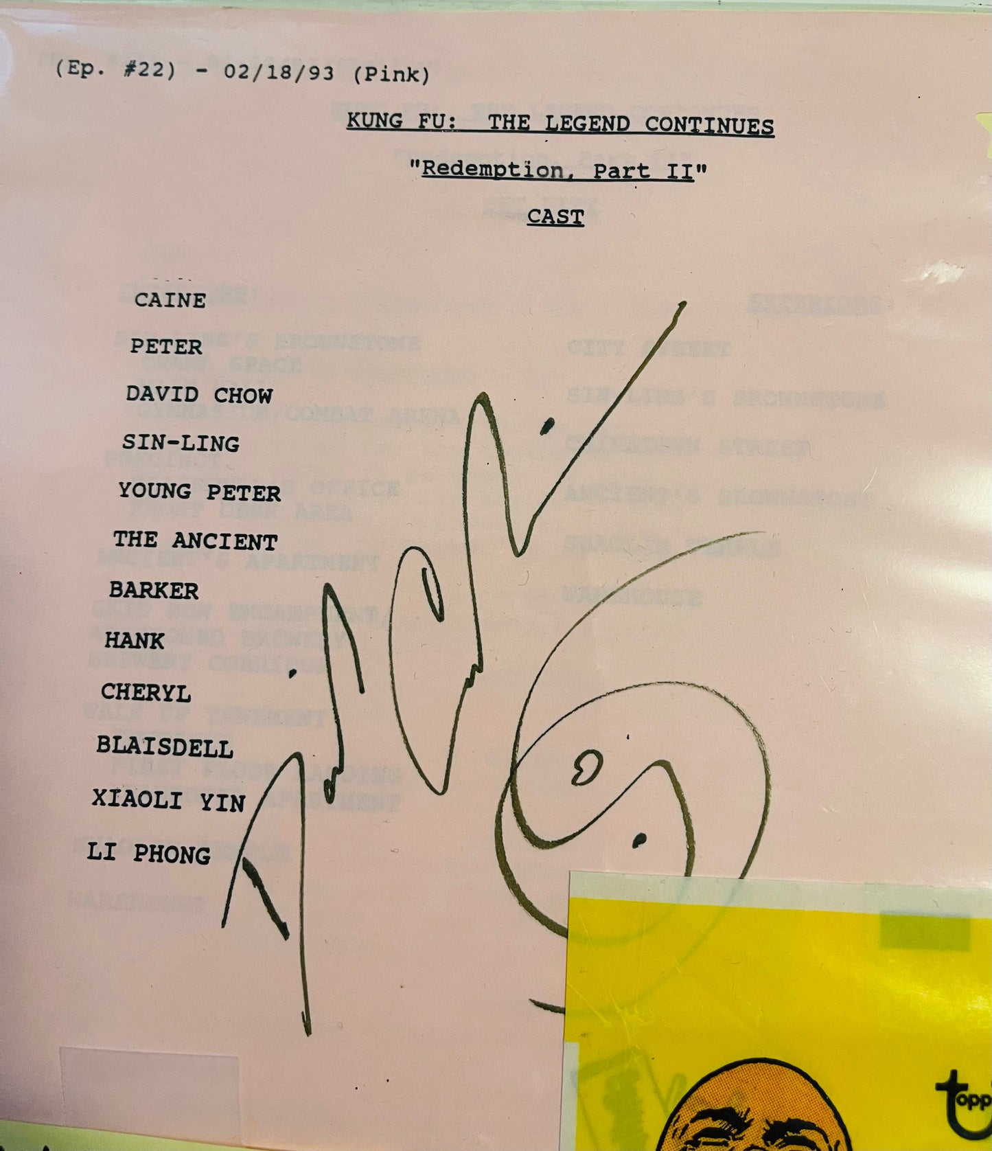 Kung Fu David Carradine original autograph shooting script with COA