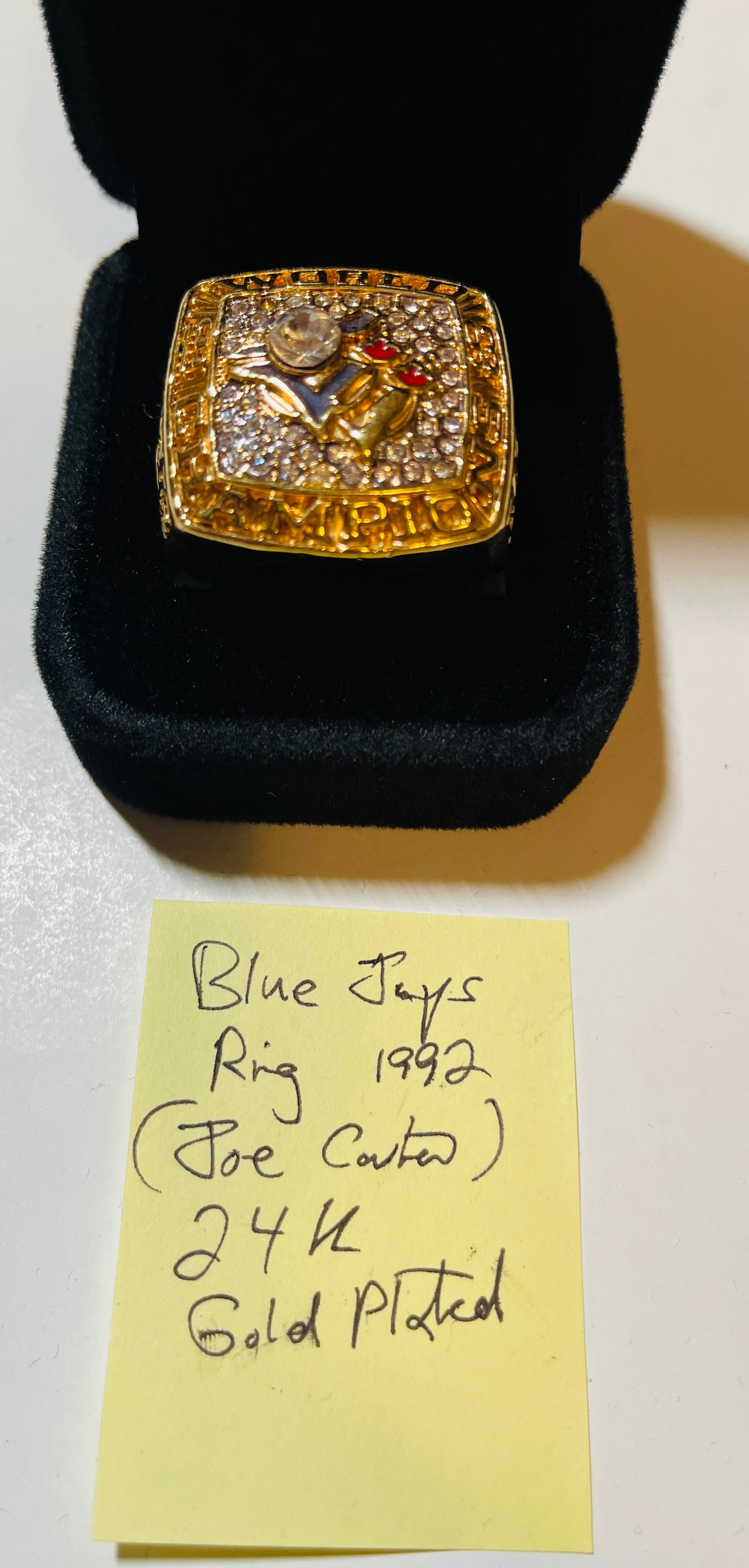 Toronto Blue Jays World Series baseball champs Joe Carter replica ring with box