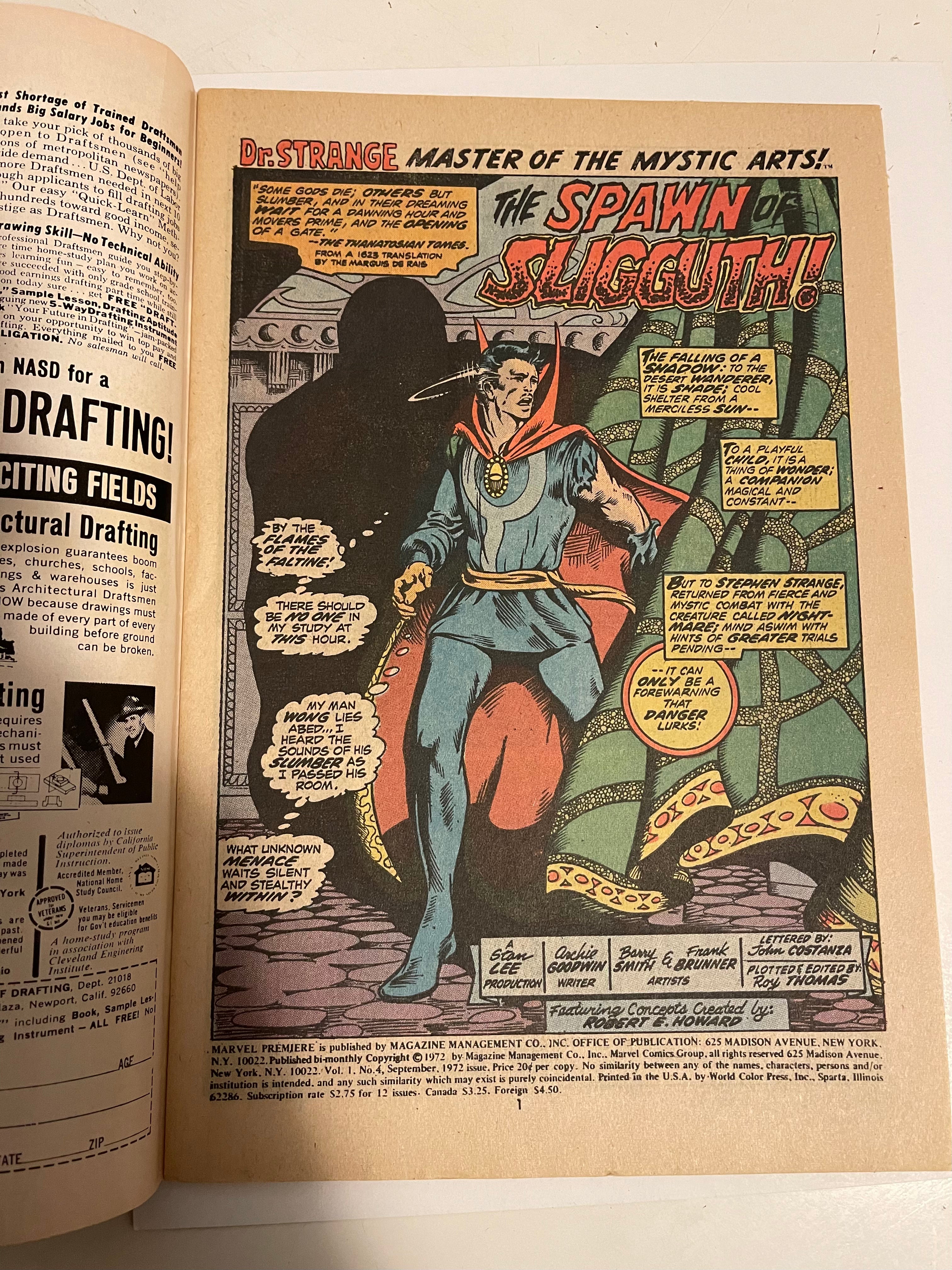 Marvel Premiere #4 Dr. Strange comic 1972
