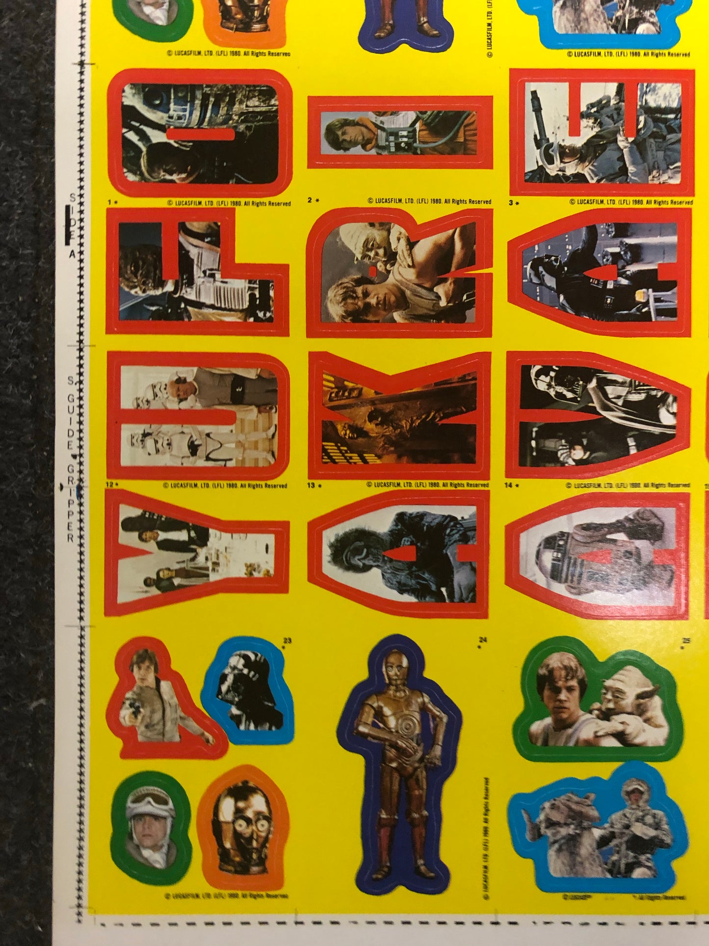 Star Wars Empire Strikes Back rare series 1 stickers uncut sheet