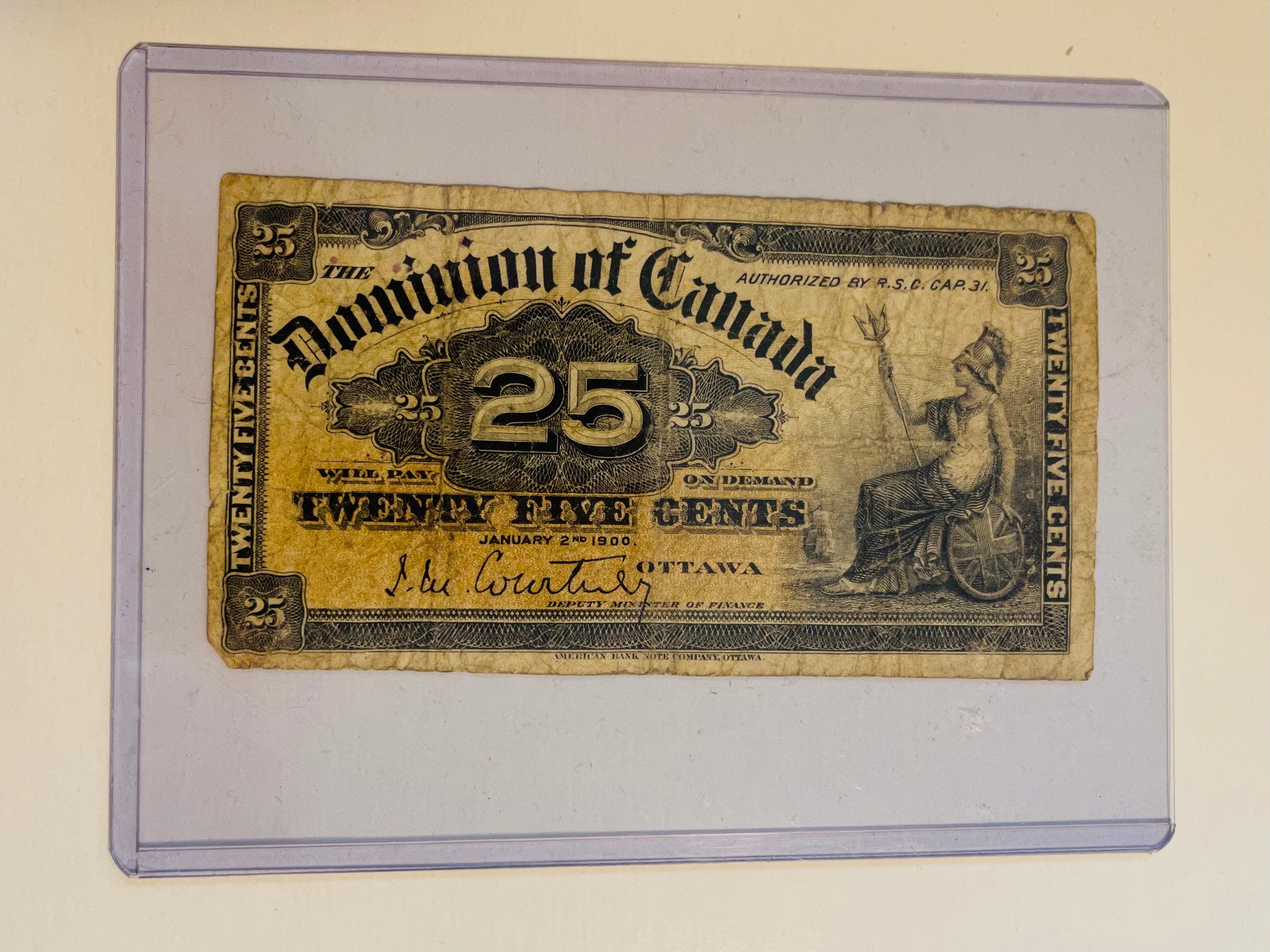 Dominion of Canada 25 cent vintage Bill 1900s series