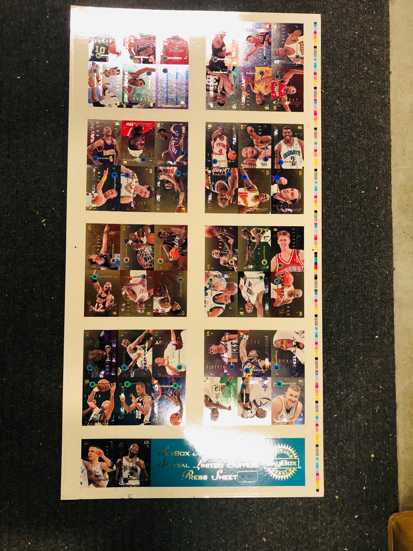 1995 Skybox basketball rare master series limited numbered press cards sheet