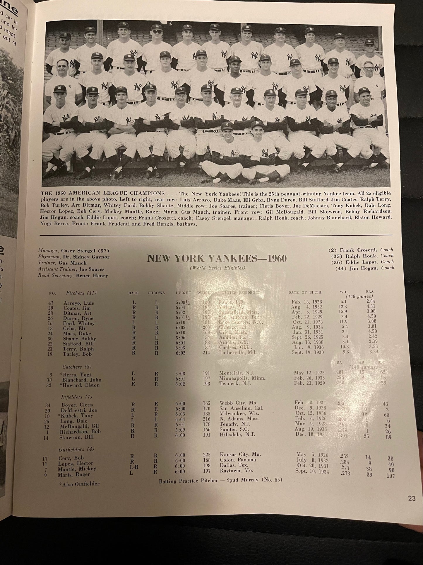 New York Yankees baseball rare World Series program 1960