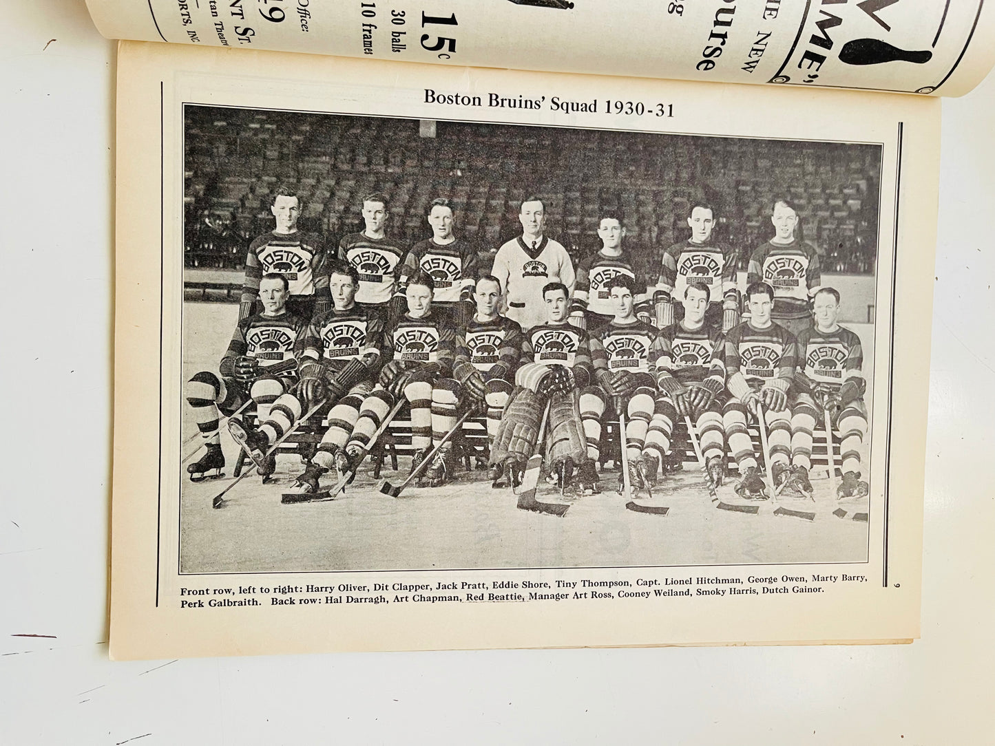 Boston Gardens rare early hockey game program Boston vs Leafs 1930-31