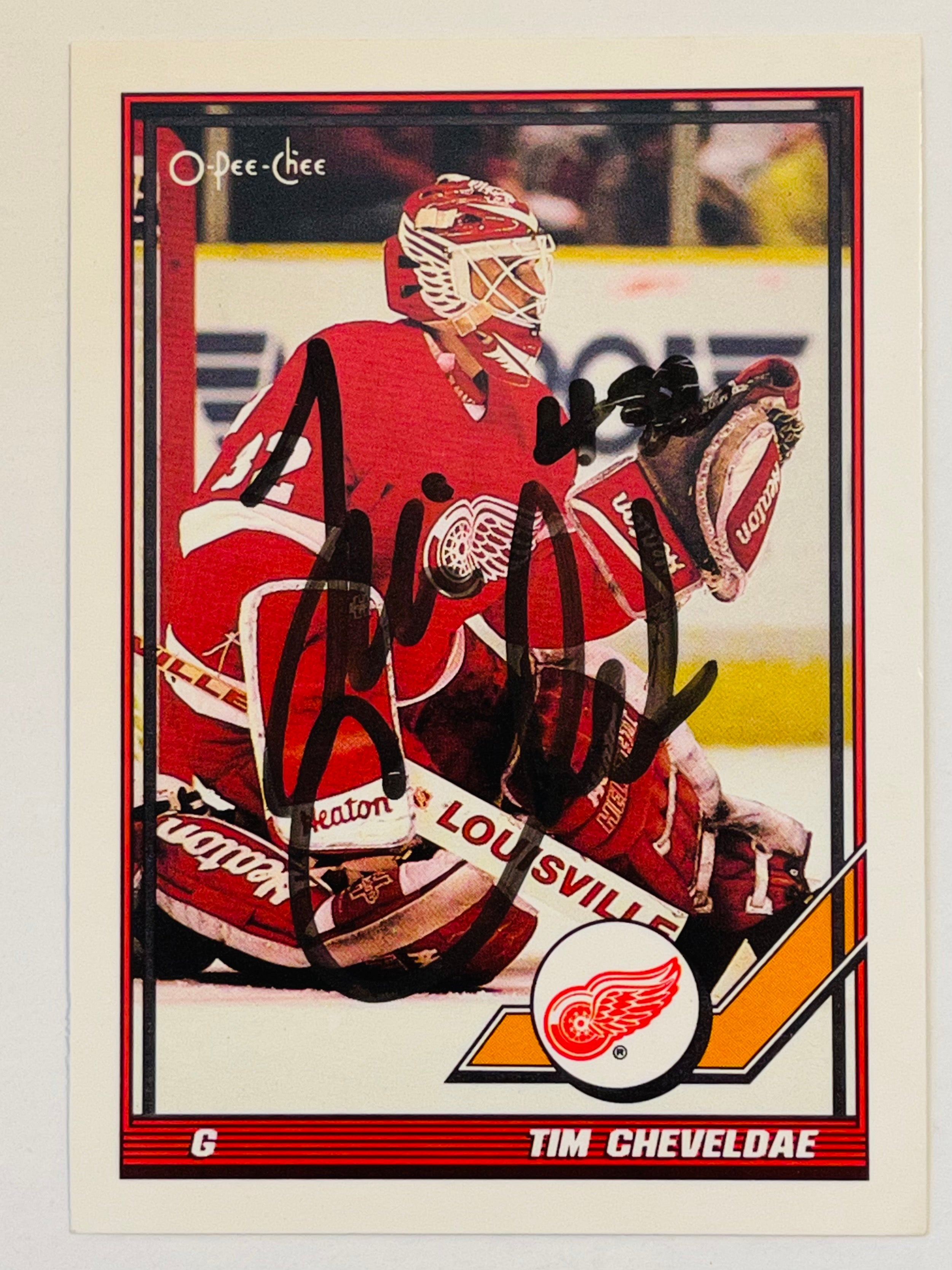 Tim Cheveldae goalie autograph hockey card with COA
