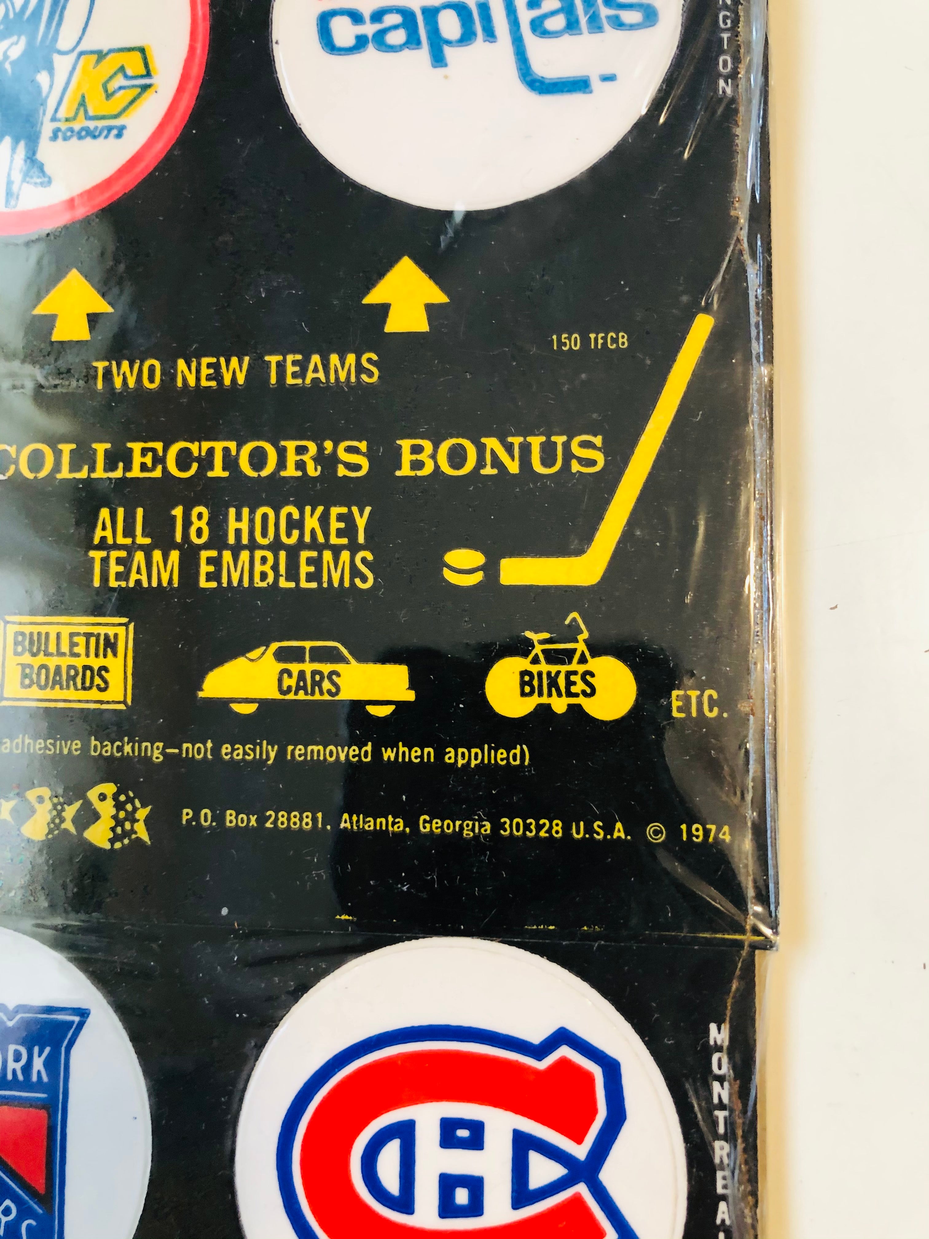 NHL hockey team logo stickers factory sealed set 1974
