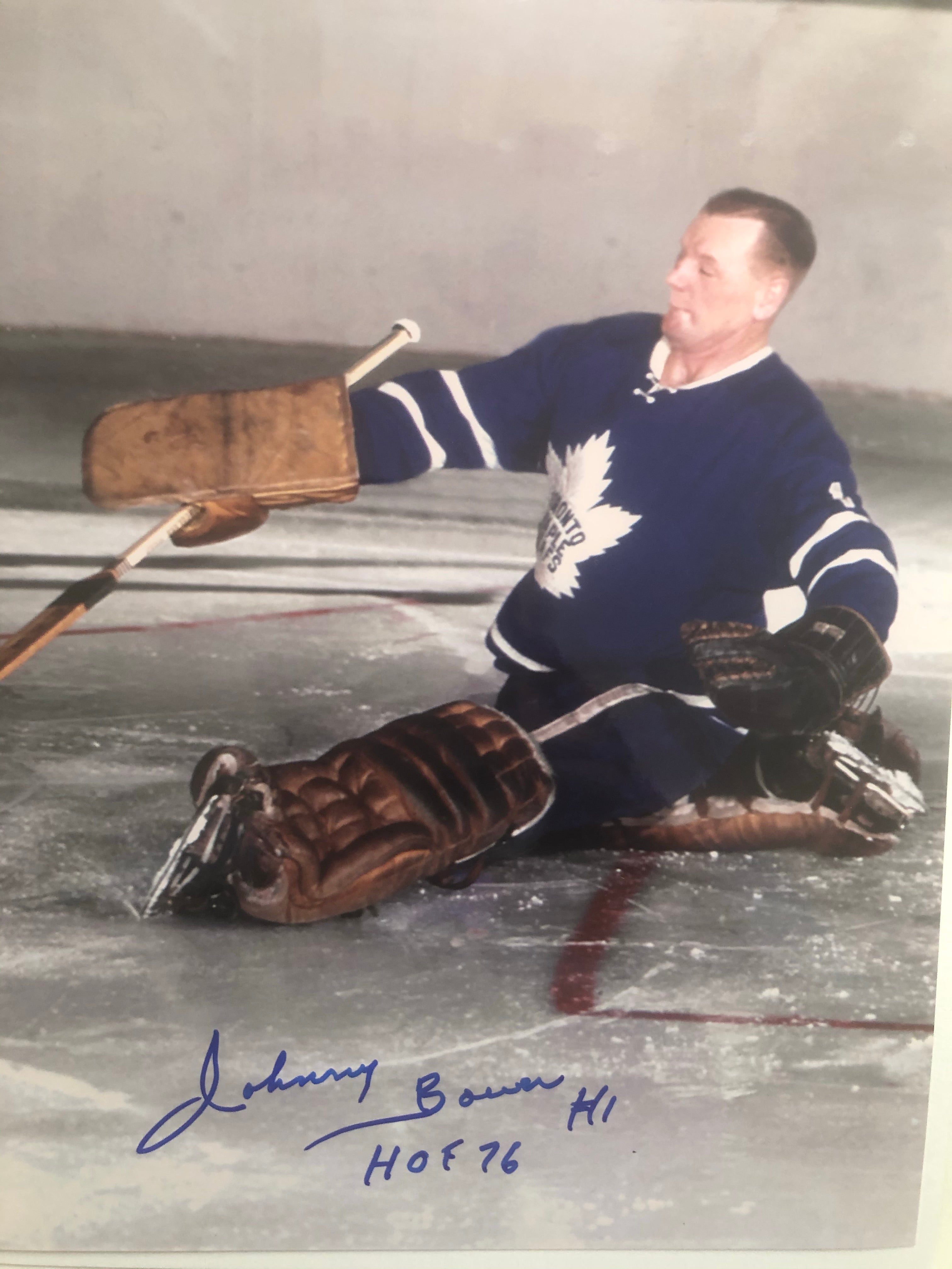 Johnny Bower Toronto Maple Leafs hockey signed photo with COA