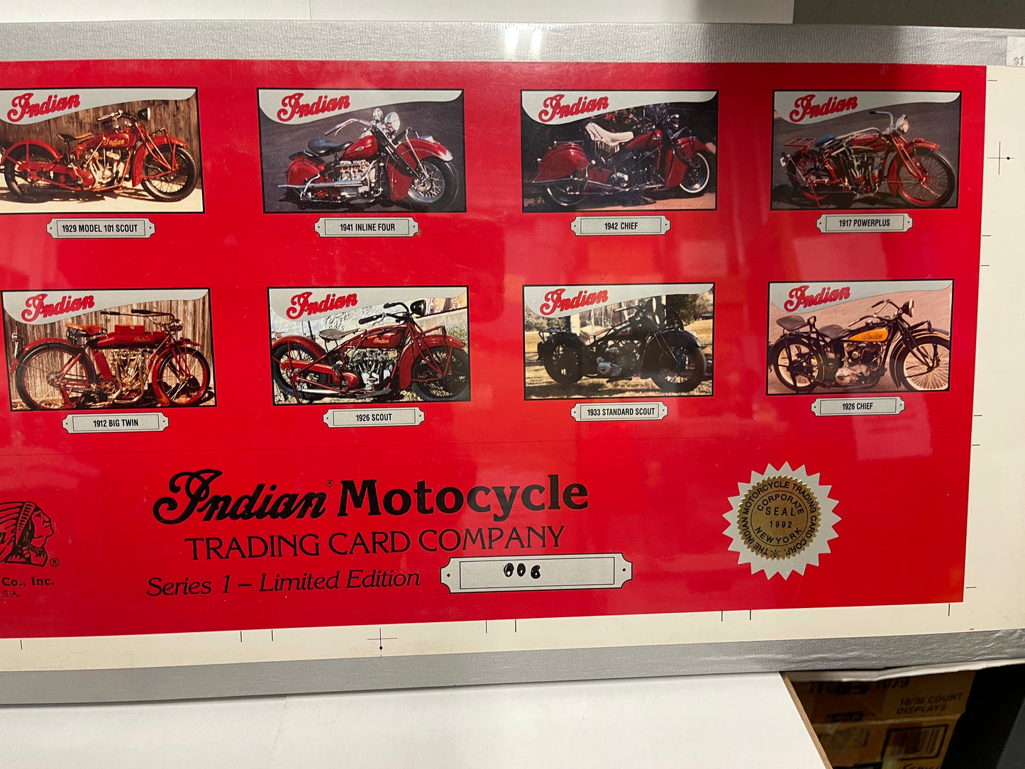 Indian Motorcycle rare series 1 uncut numbered cards sheet 1992