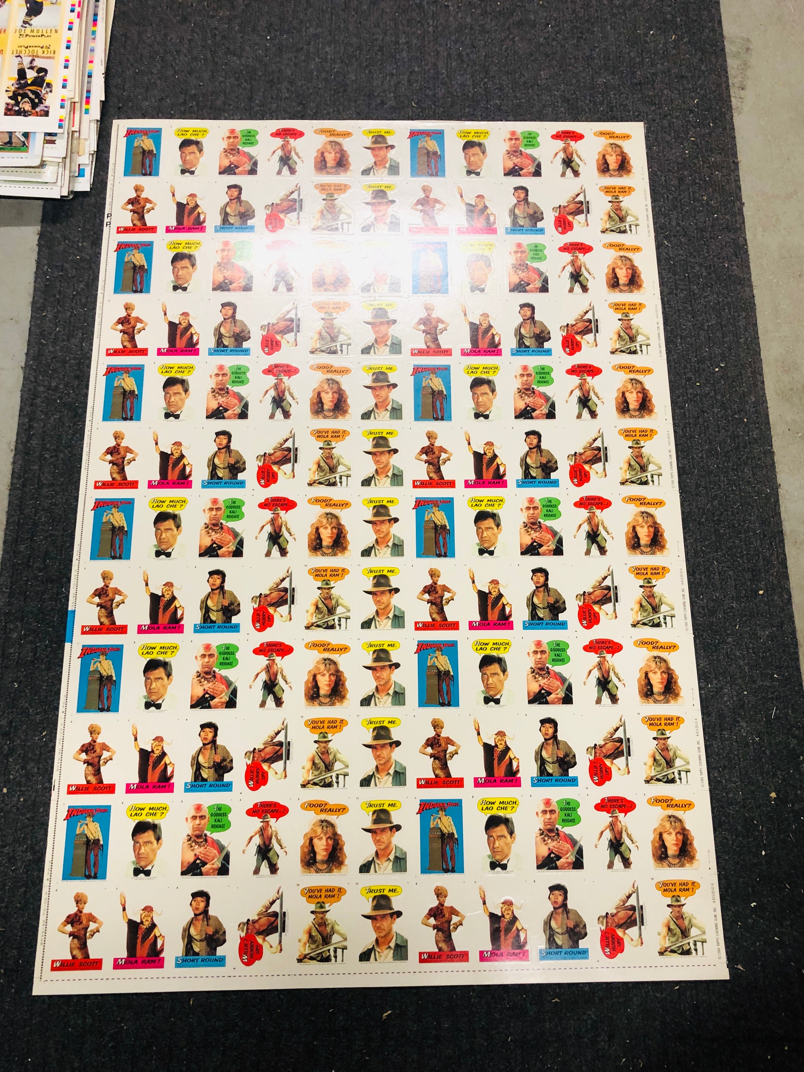 1984 Topps Indiana Jones and the Temple of Doom movie stickers uncut sheet