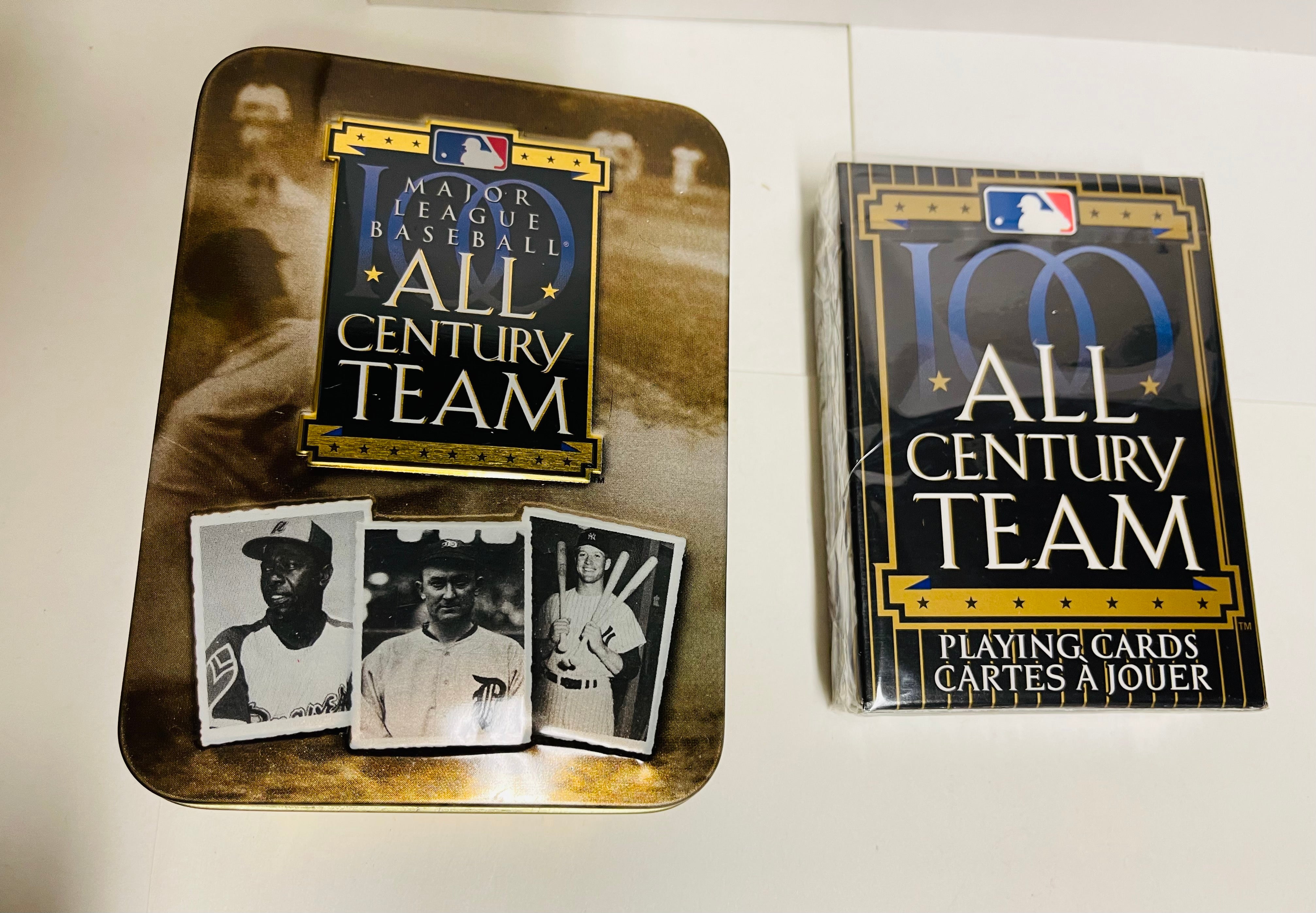 Baseball All Century Team vintage playing cards deck in metal tin 1990s
