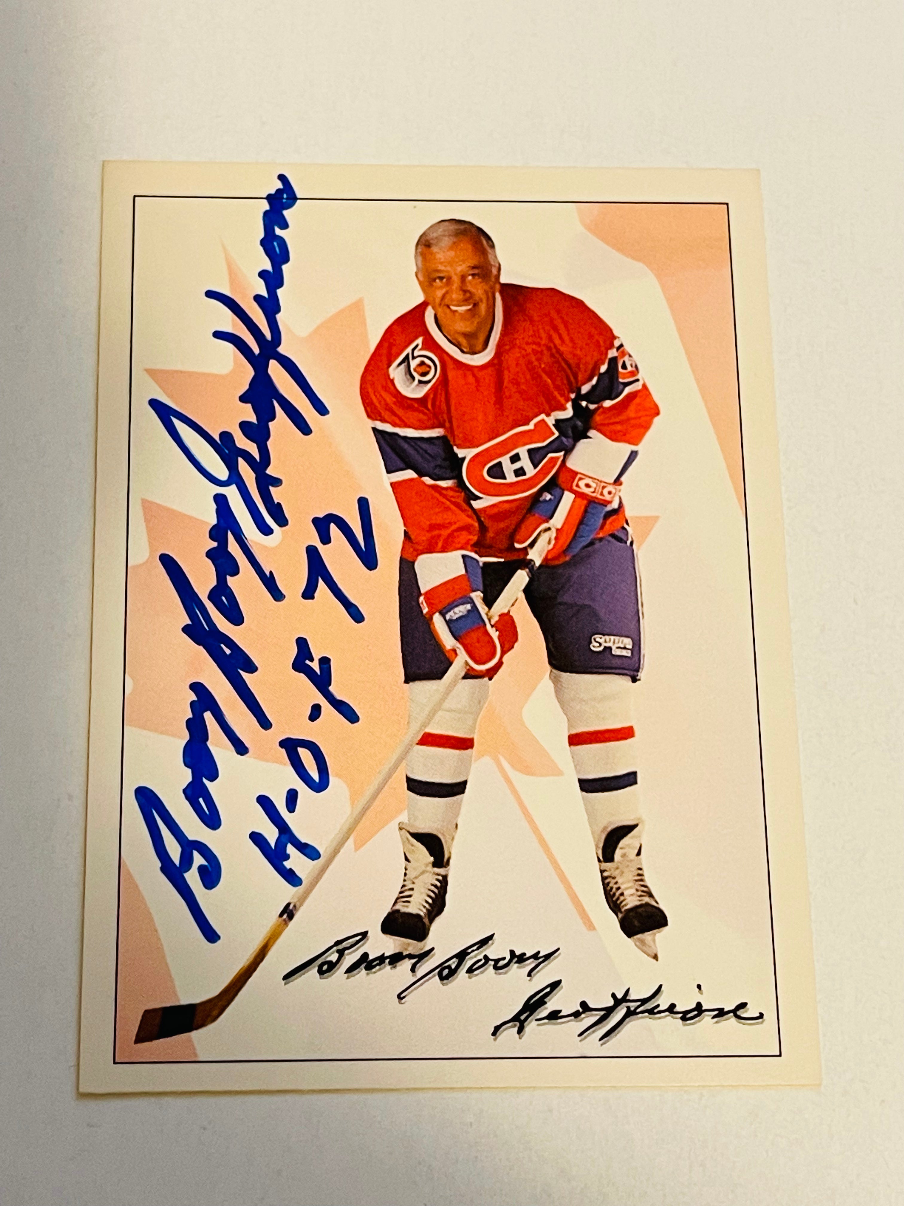 Boom Boom Geoffrion autograph hockey card with COA