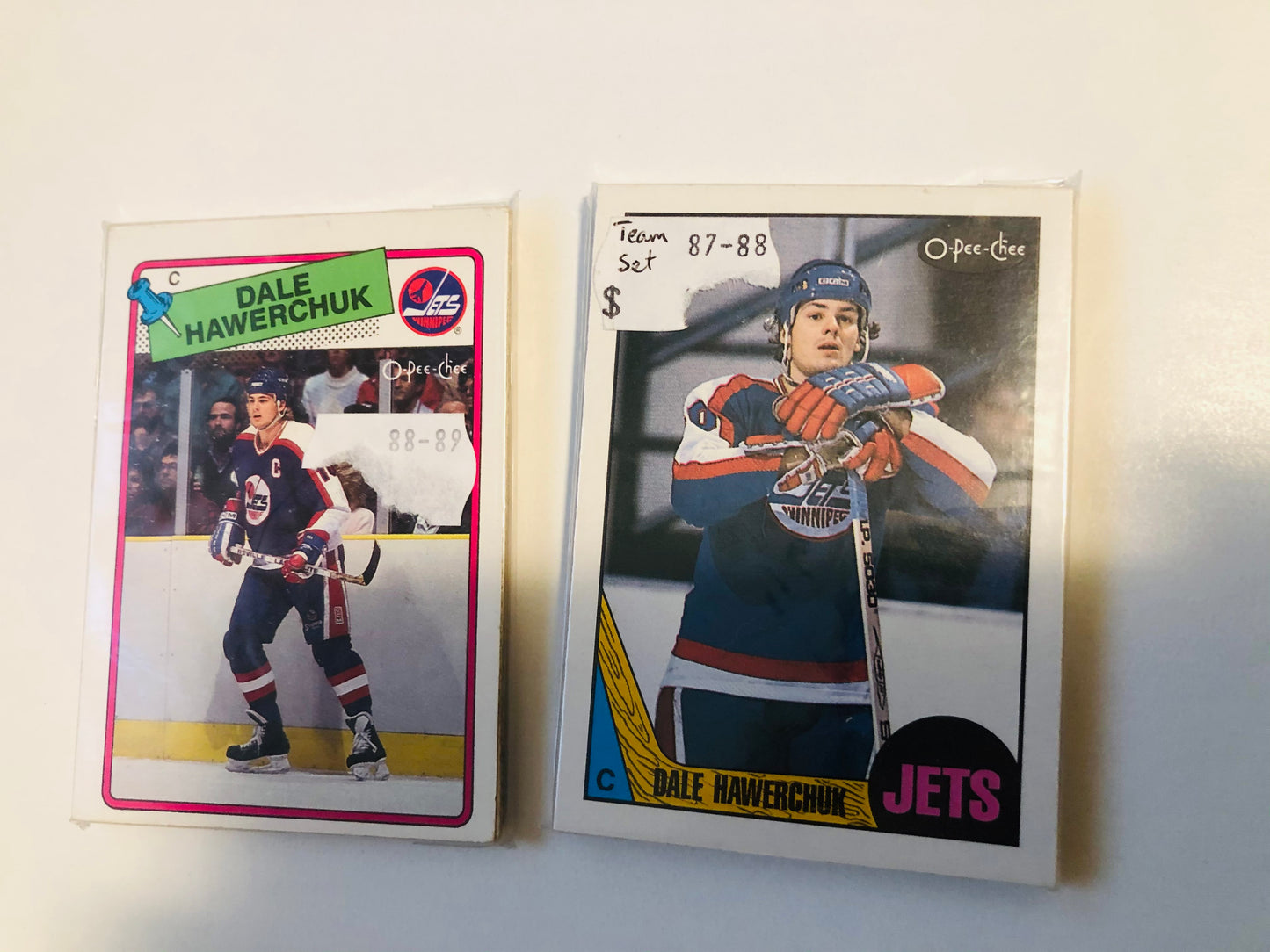 Winnipeg Jets hockey two vintage team sets. 1987-88 and 1988-89 opc.