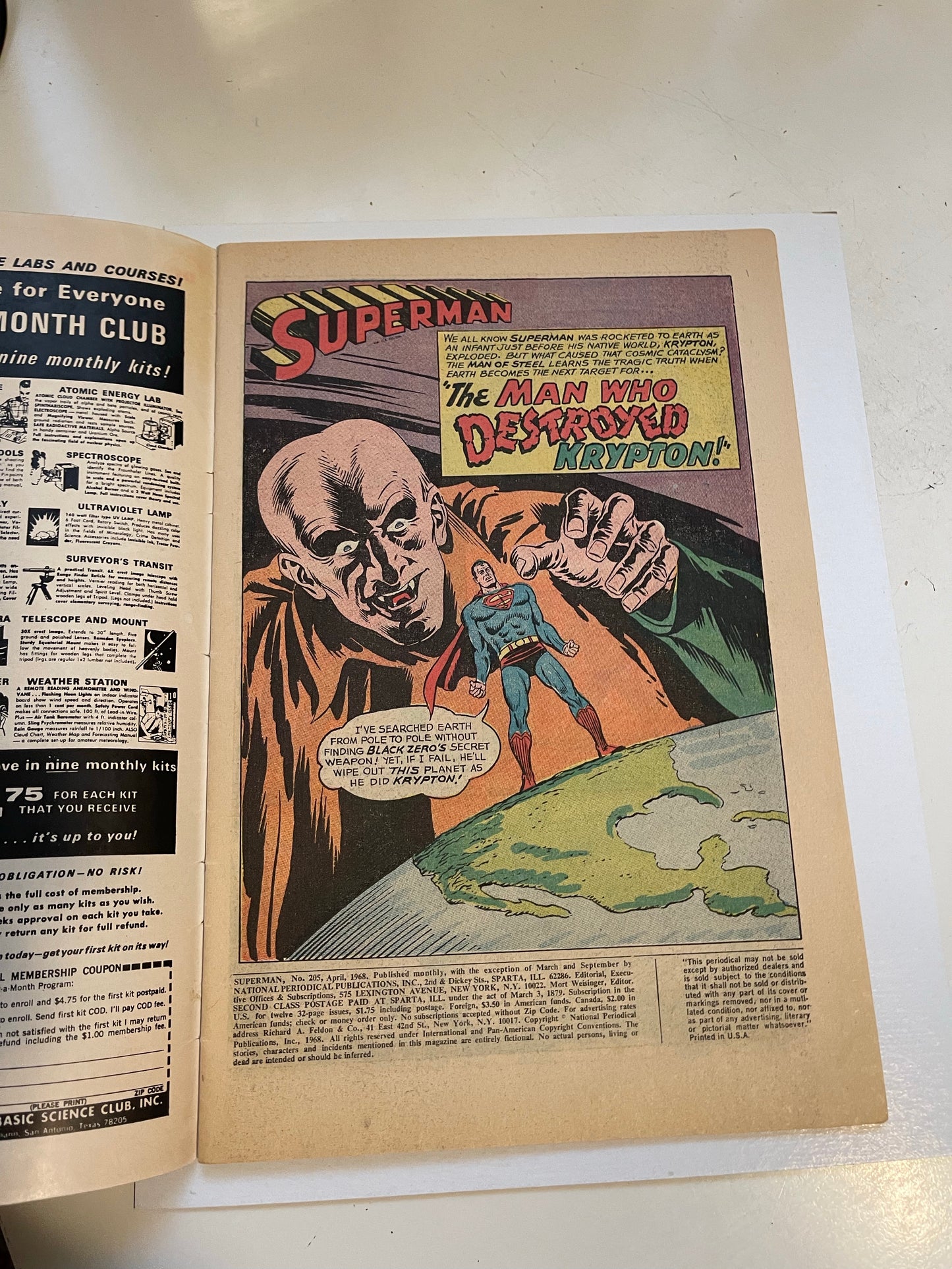 Superman #205 comic book 1968