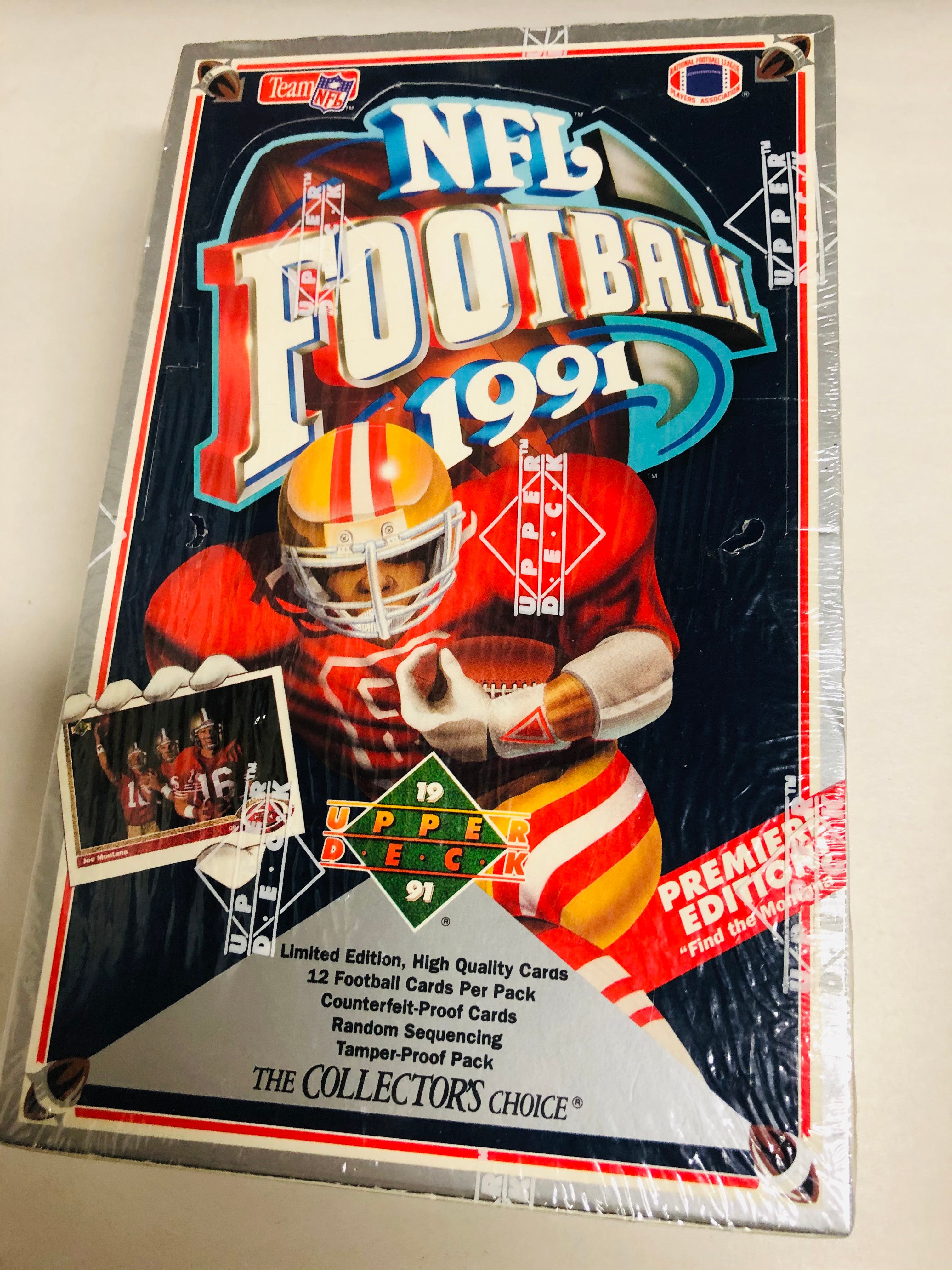 1991 Upper Deck Football cards first year 36 packs box