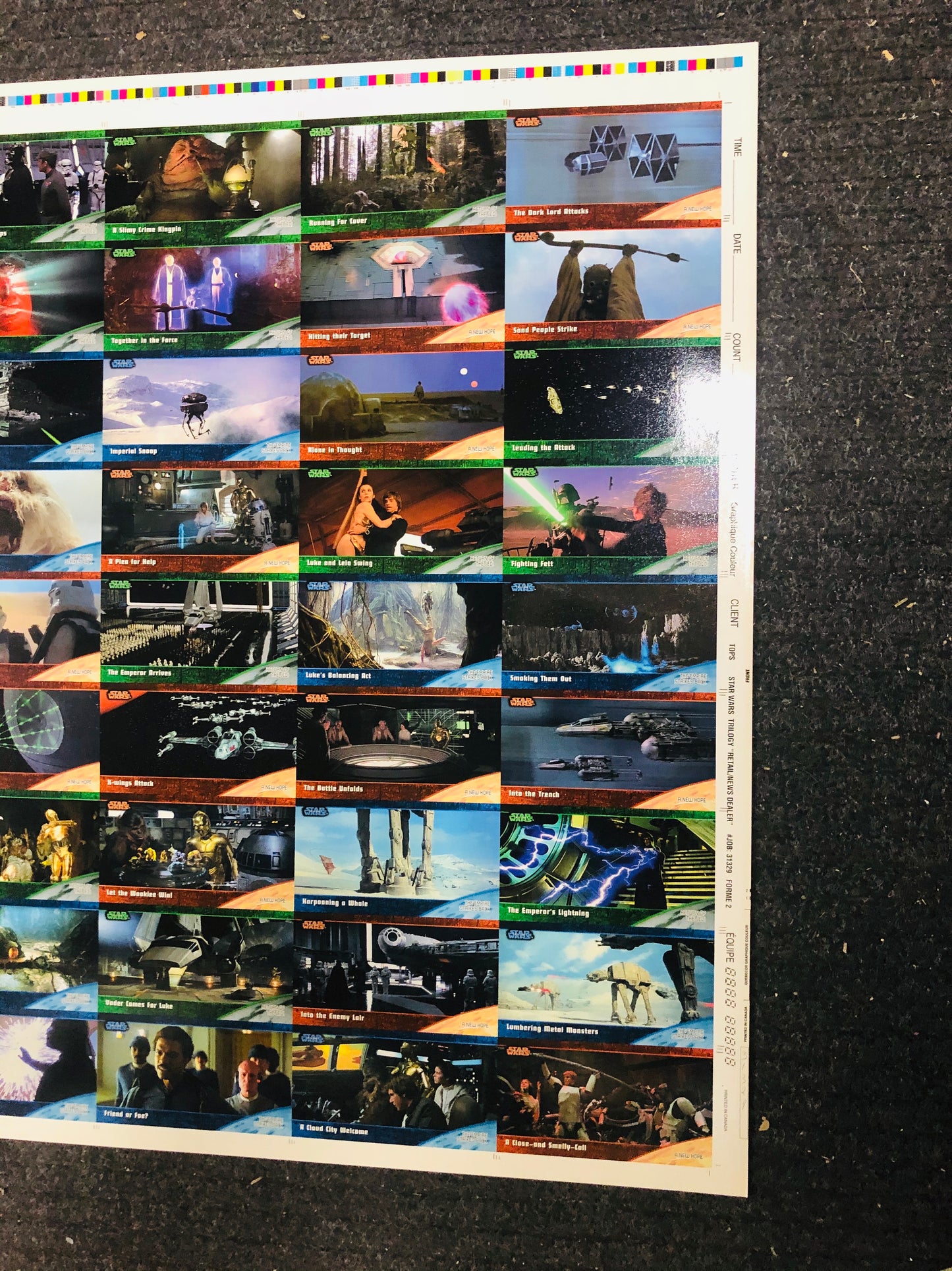 Star Wars Topps widevision rare uncut cards sheet 1994