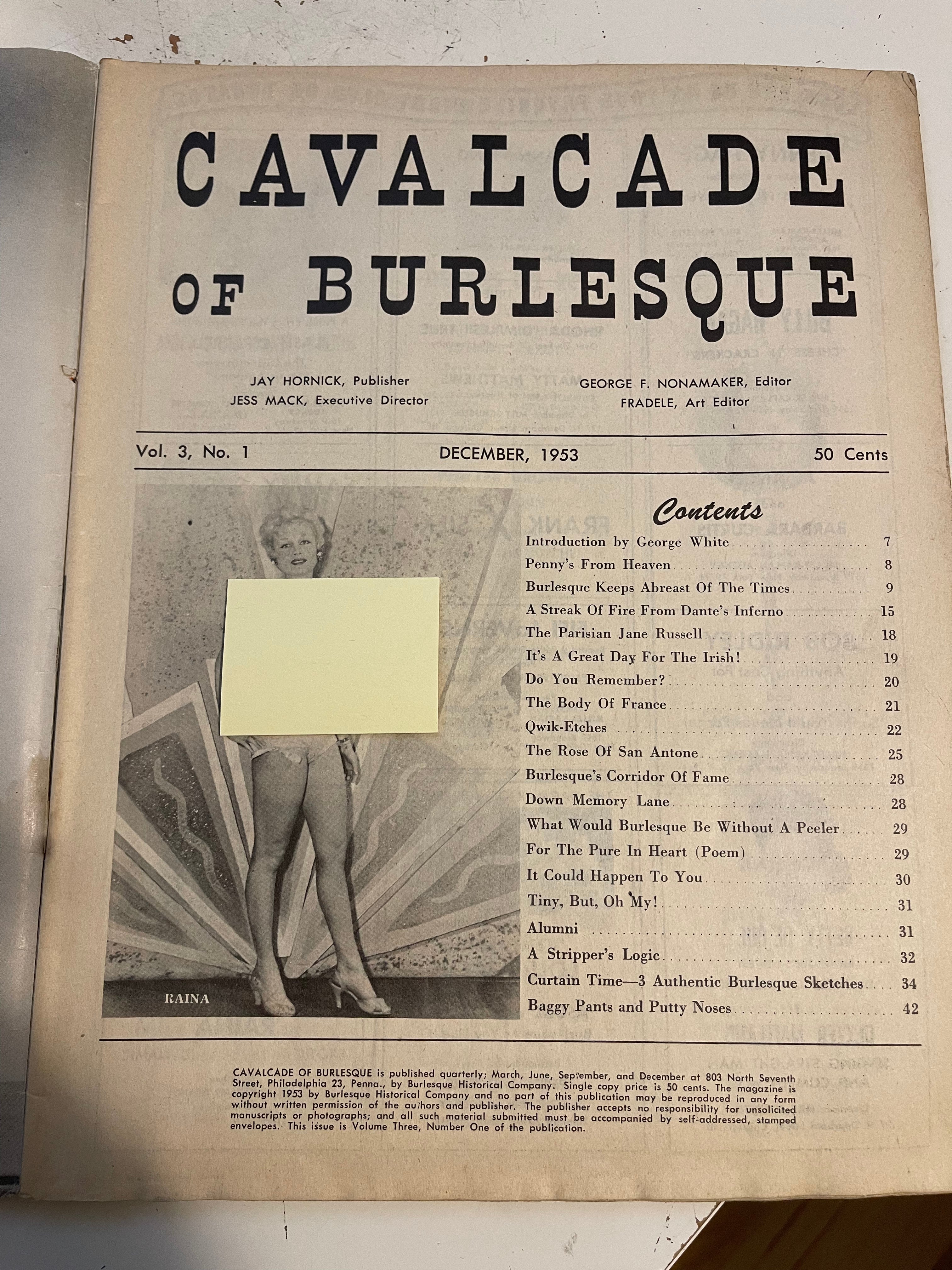 Cavalcade of Burlesque rare magazine 1953