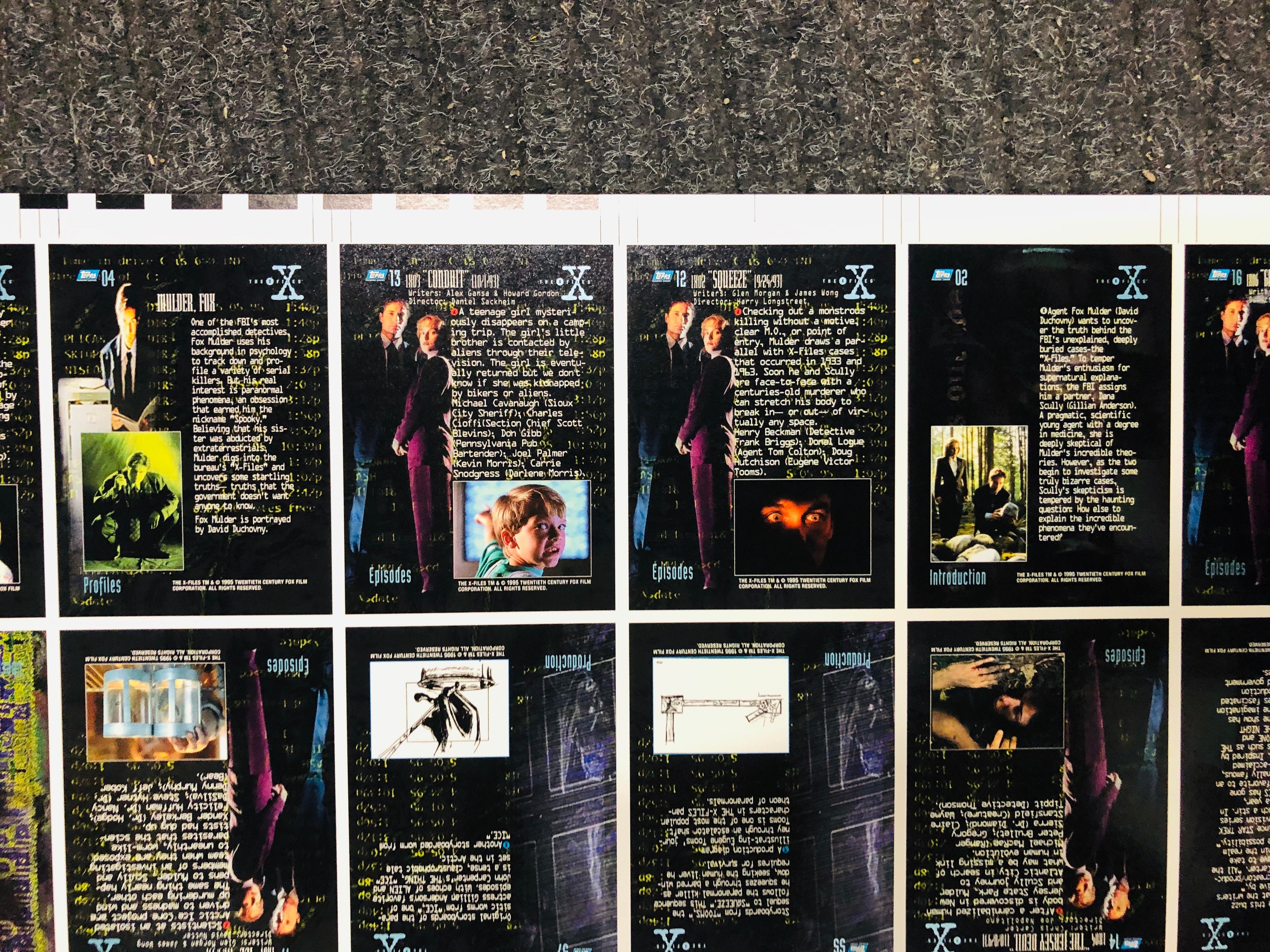 X-Files TV show rare gallery uncut card sheet 1990s