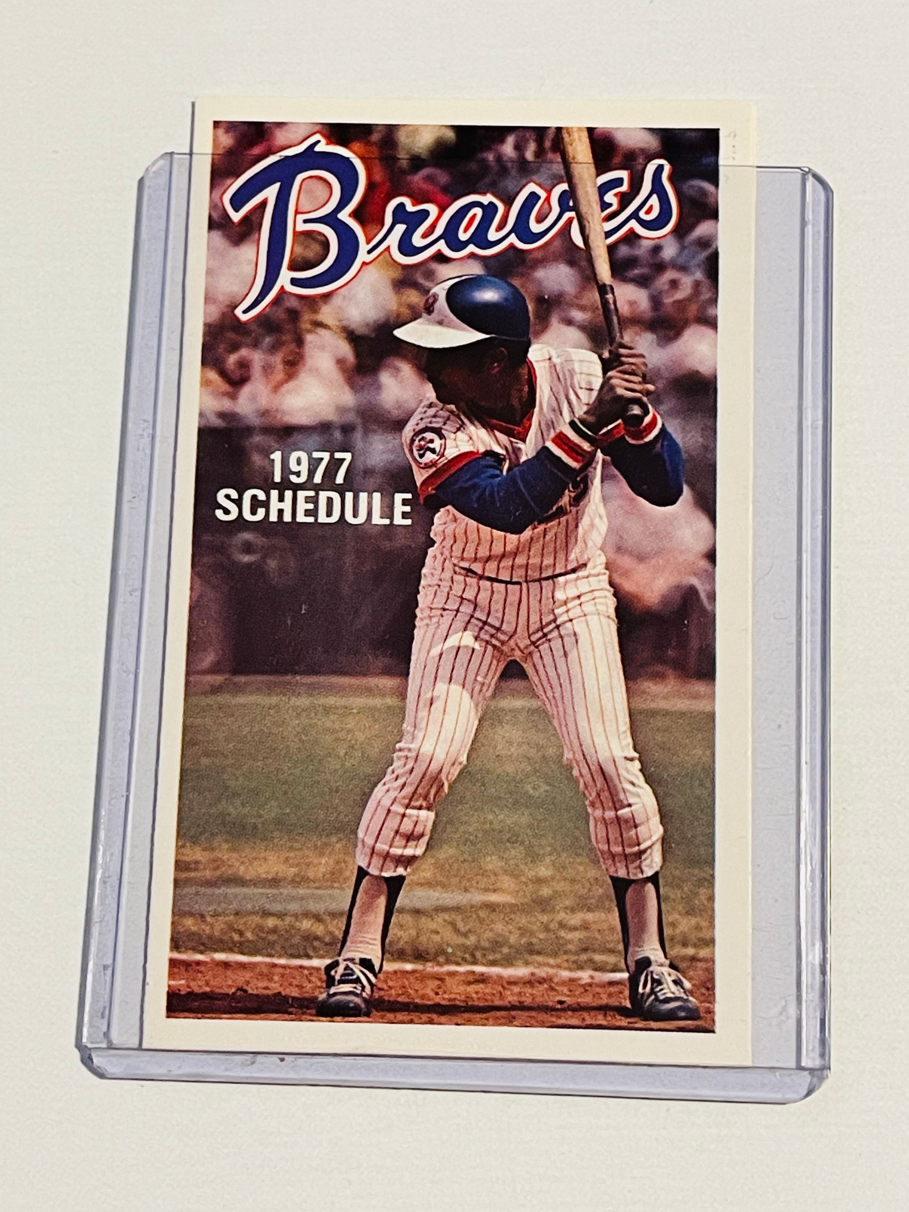 Hank Aaron Braves vintage baseball schedule 1977