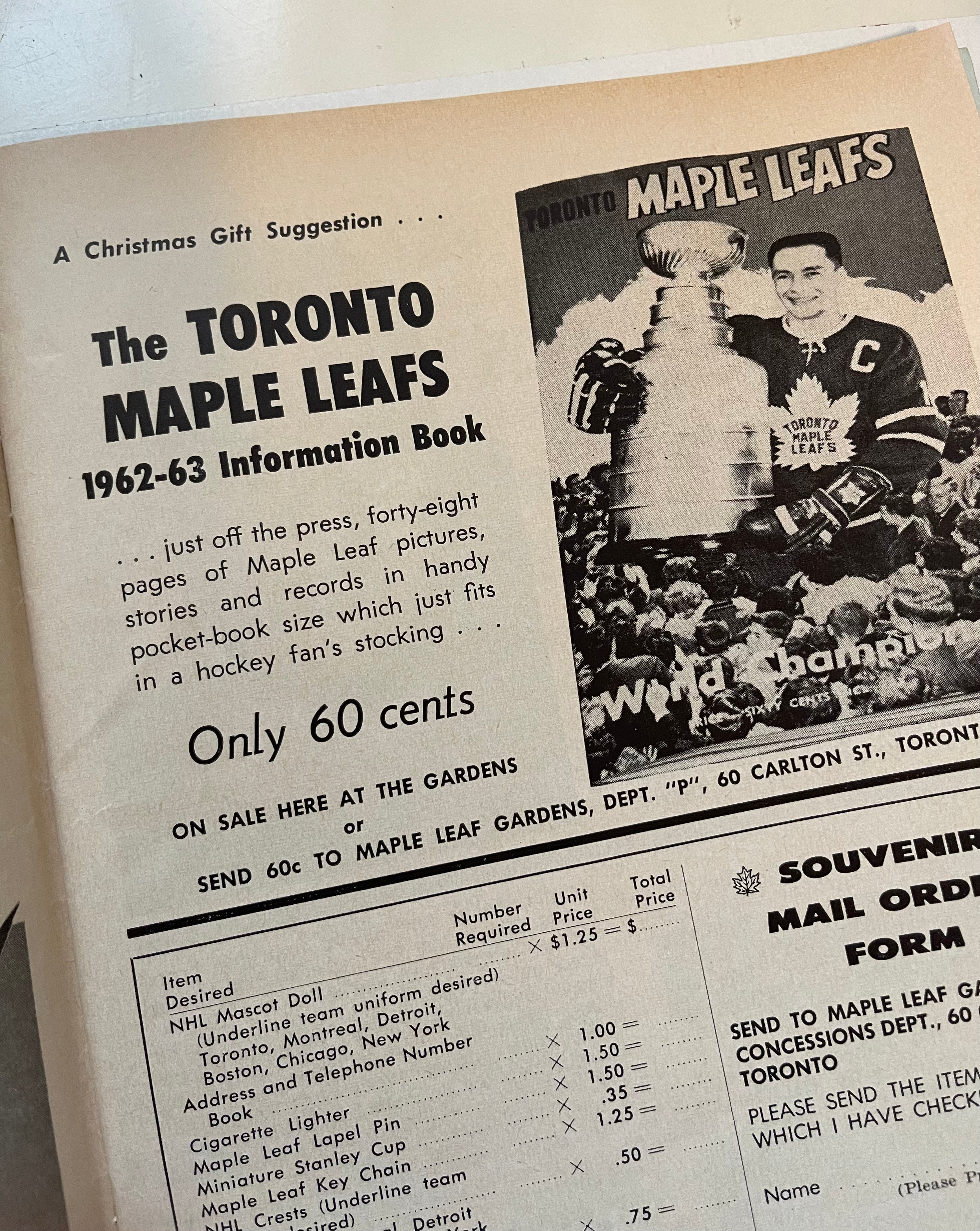 Maple Leaf Gardens program Dec. 1962