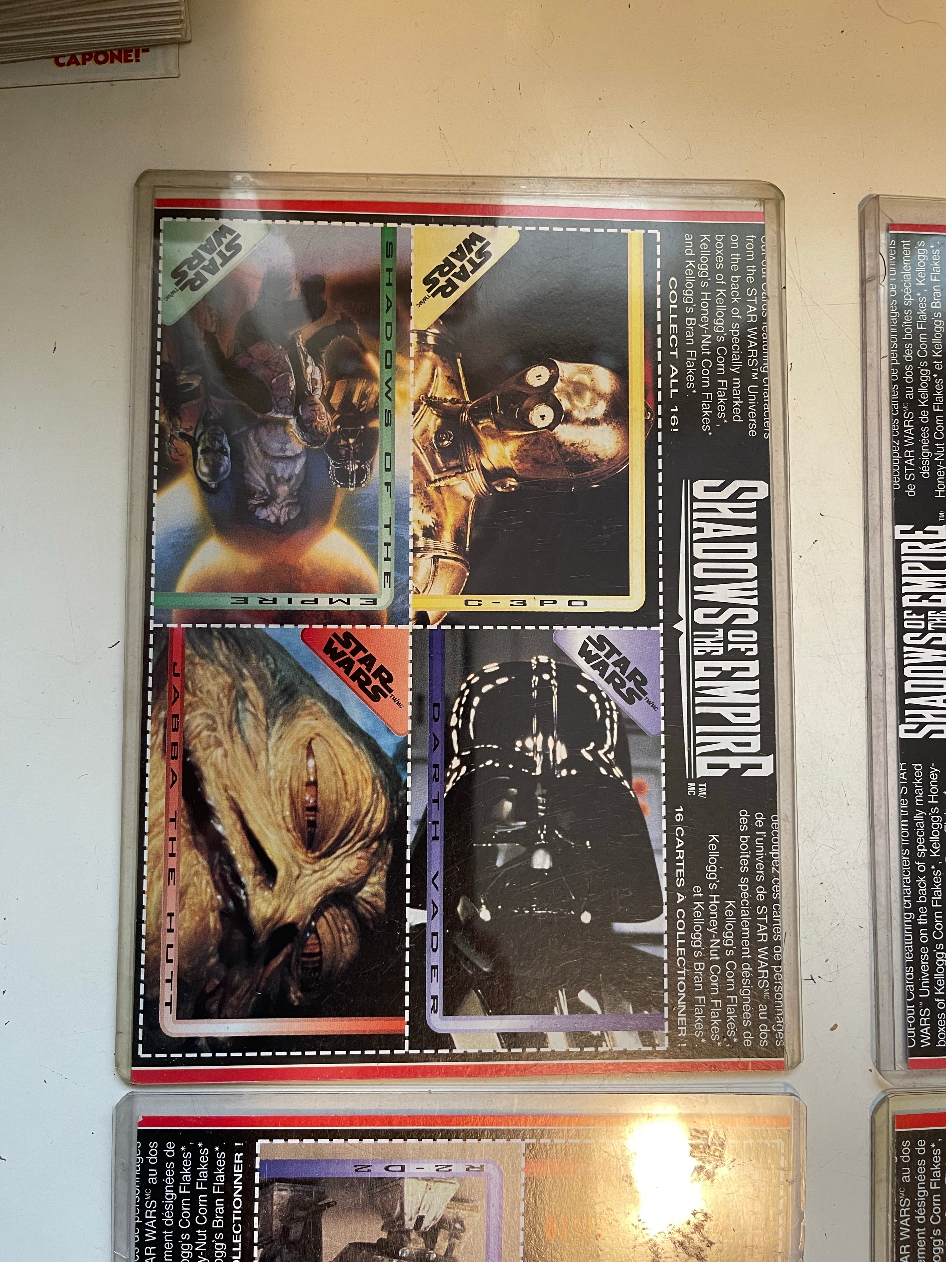 Star Wars Shadows of the Empire Kelloggs cereal rare 4 panels cards set 1996