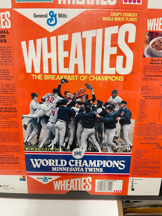 Minnesota Twins baseball champions flat Wheaties cereal box 1987