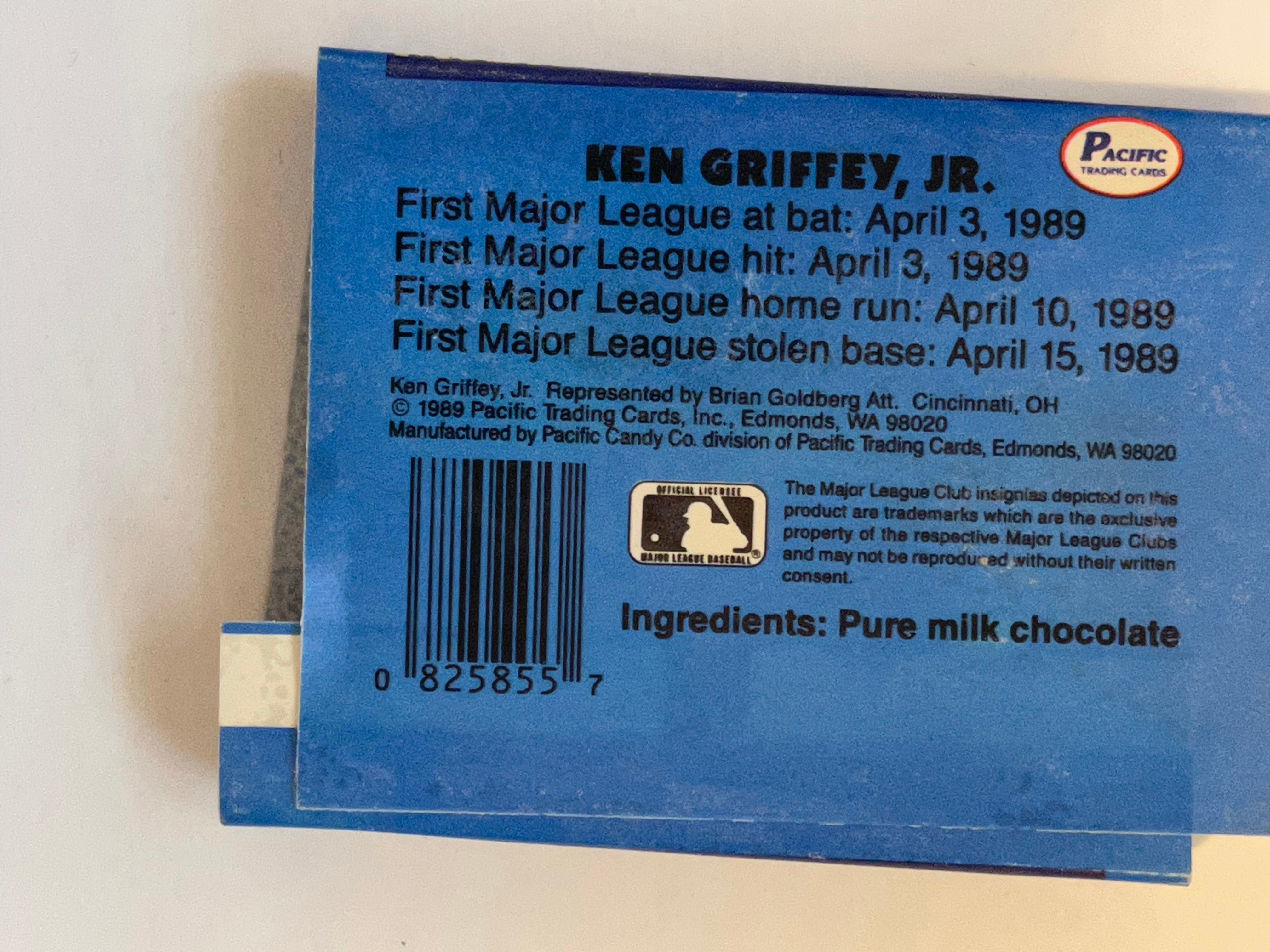Ken Griffey jr. Rare chocolate bar baseball vintage wrapper 1989