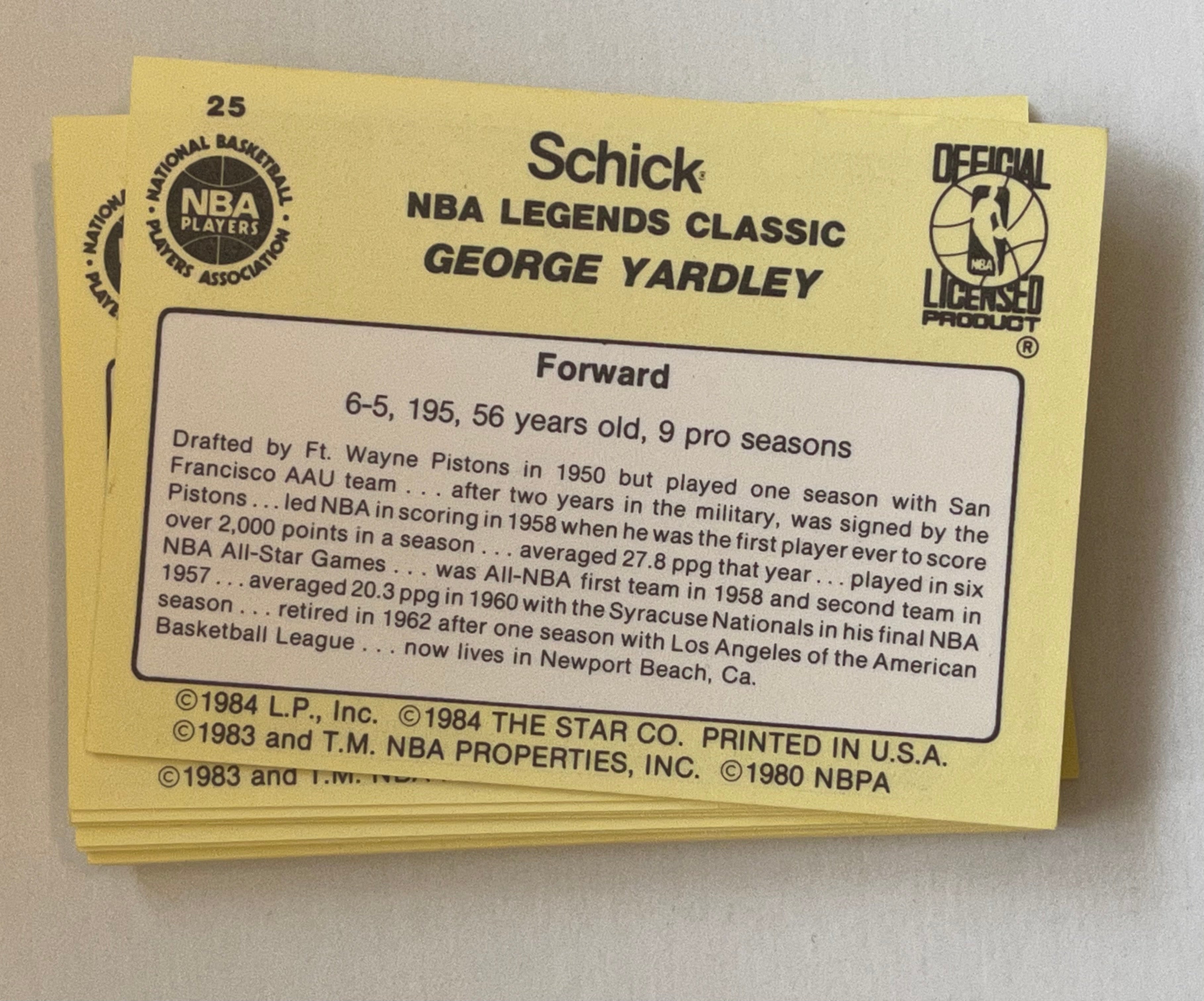 1985 Schick Star basketball high grade basketball legends cards set