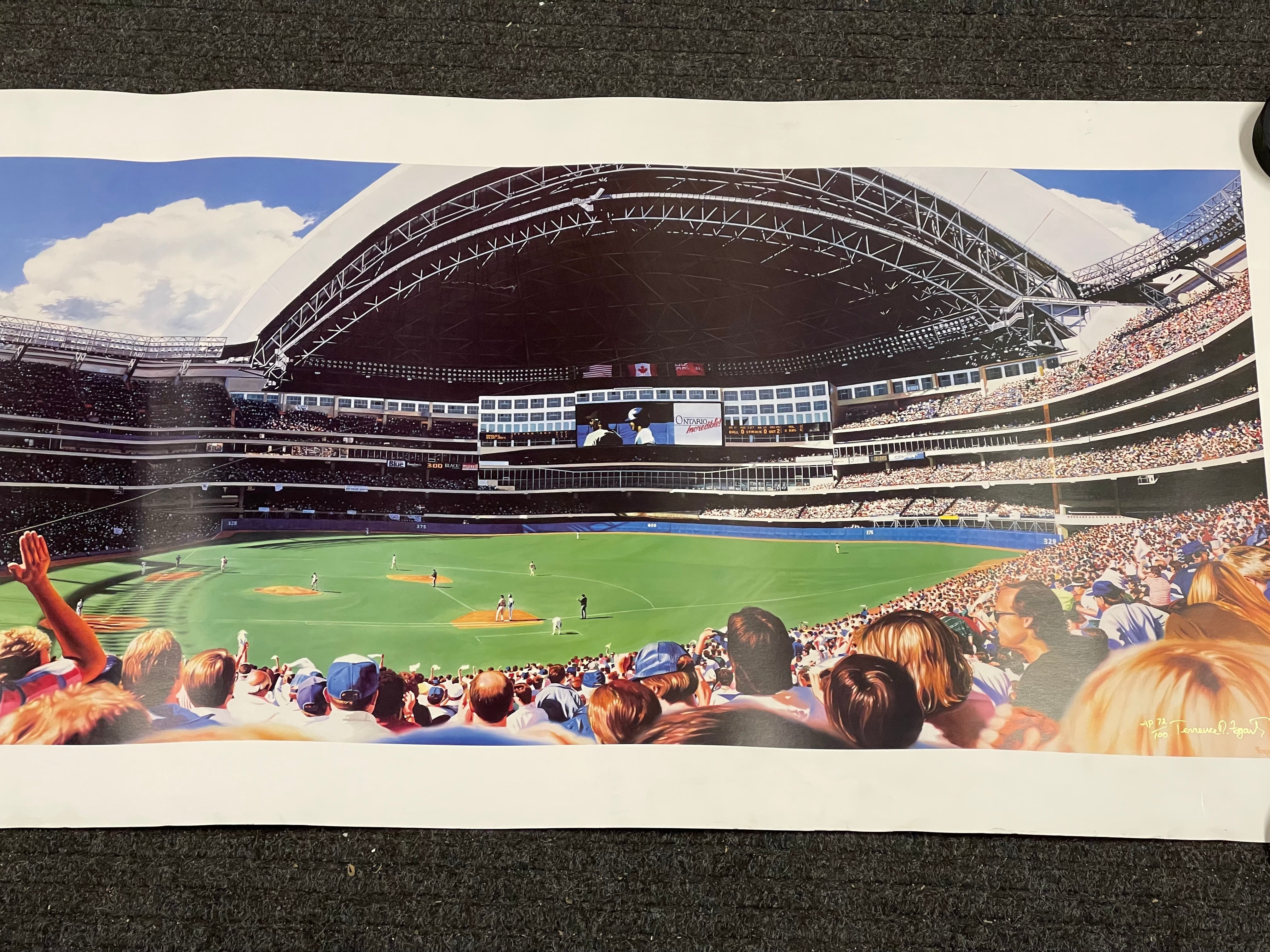 Toronto Blue Jays Skydome lithograph numbered autograph 20x39 autograph poster 1990s