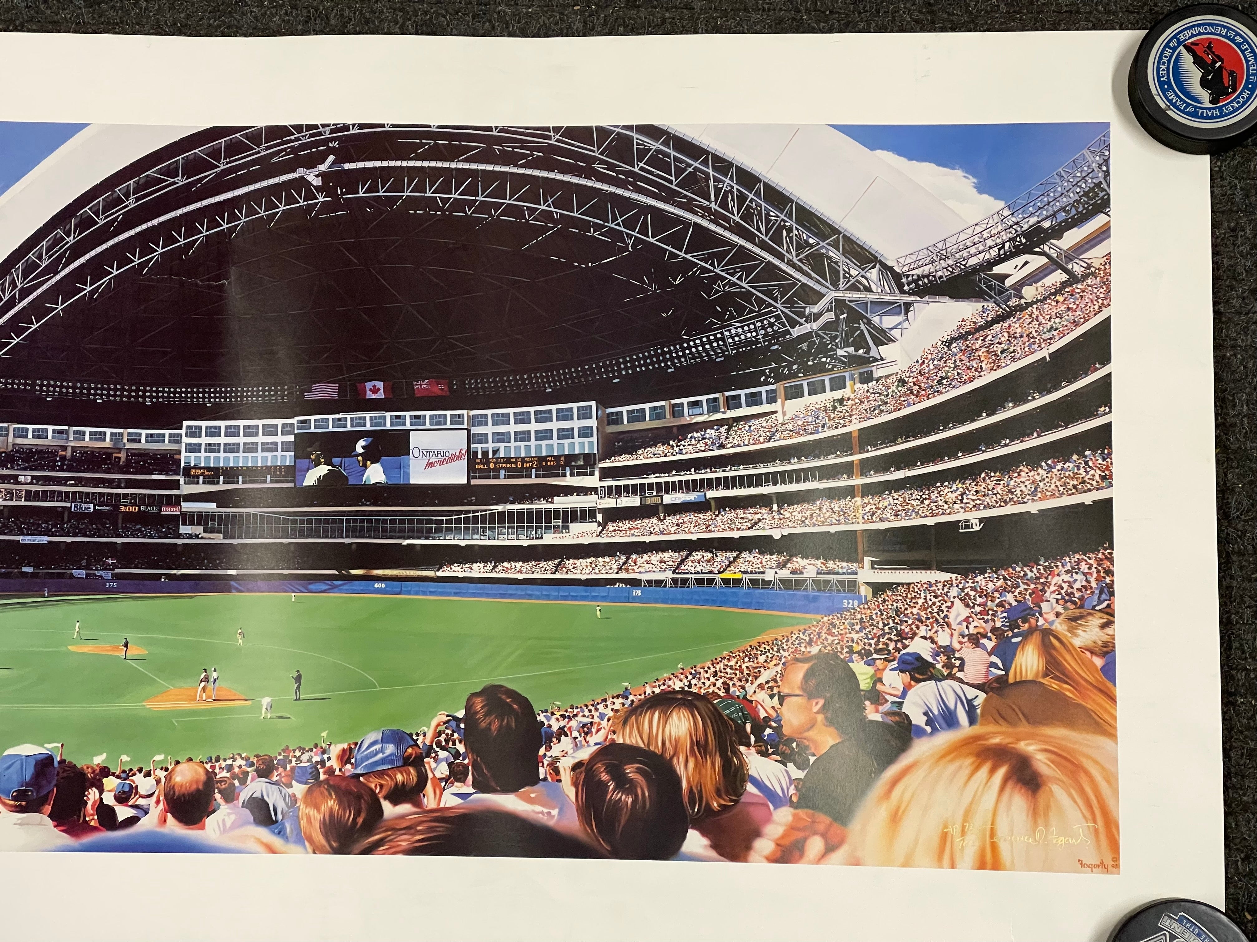Toronto Blue Jays Skydome lithograph numbered autograph 20x39 autograph poster 1990s