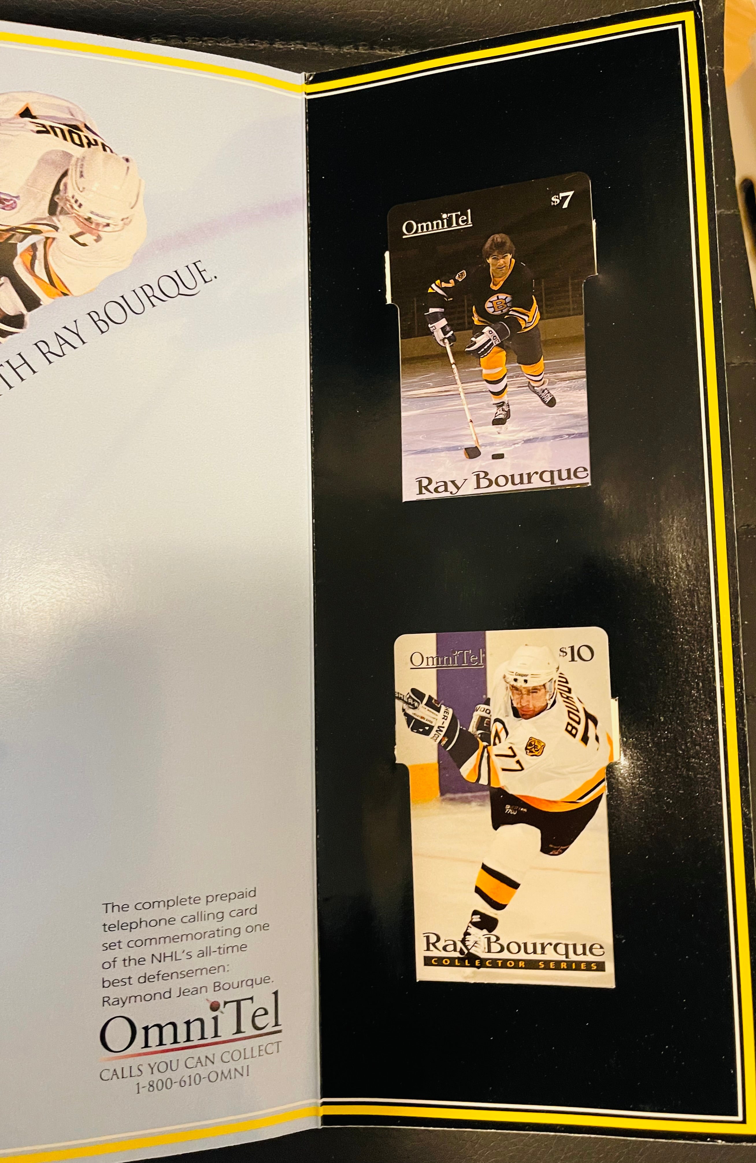 Ray Bourque 4 phonecards set in folder