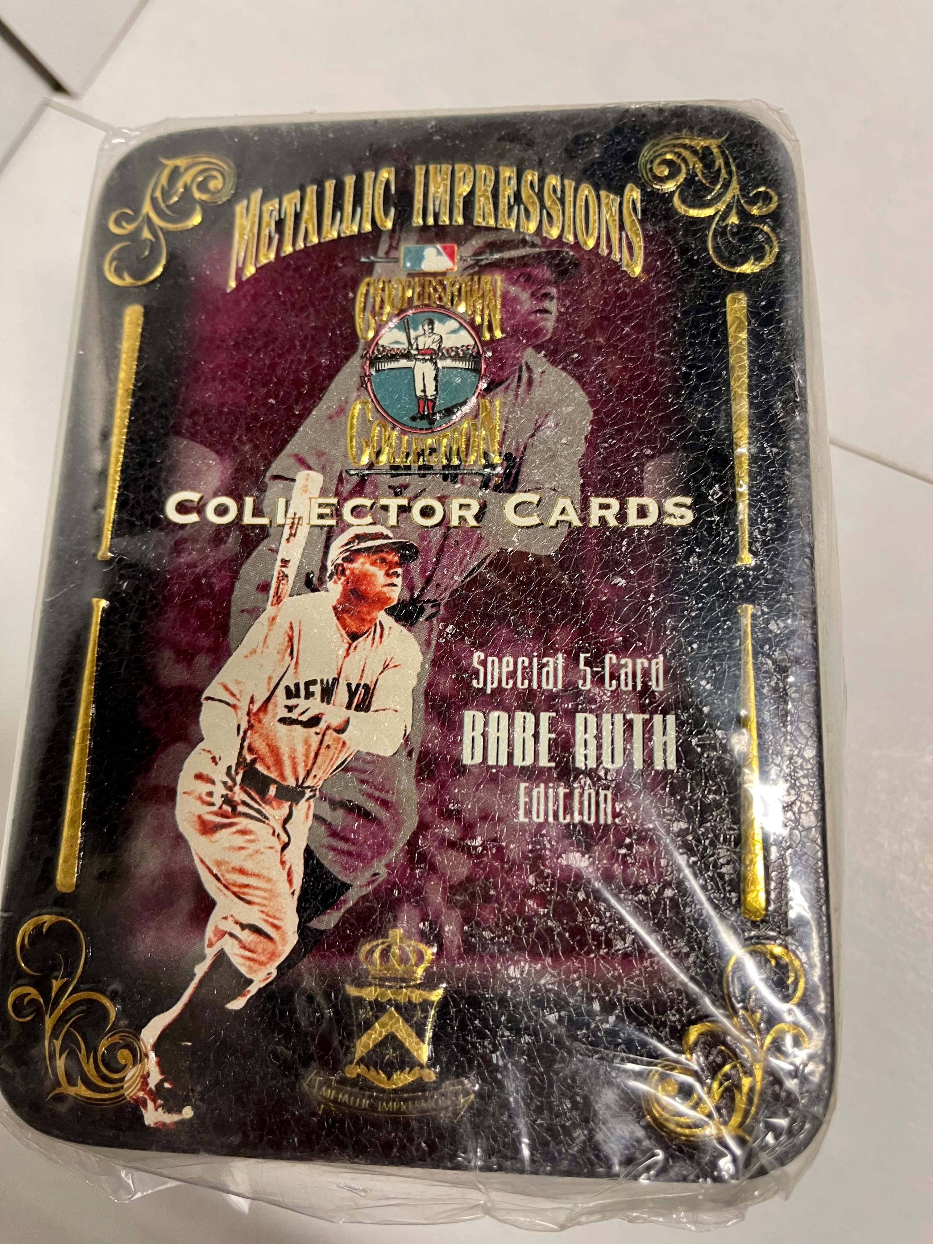 Babe Ruth 5 Metallic baseball cards rare set 1990s