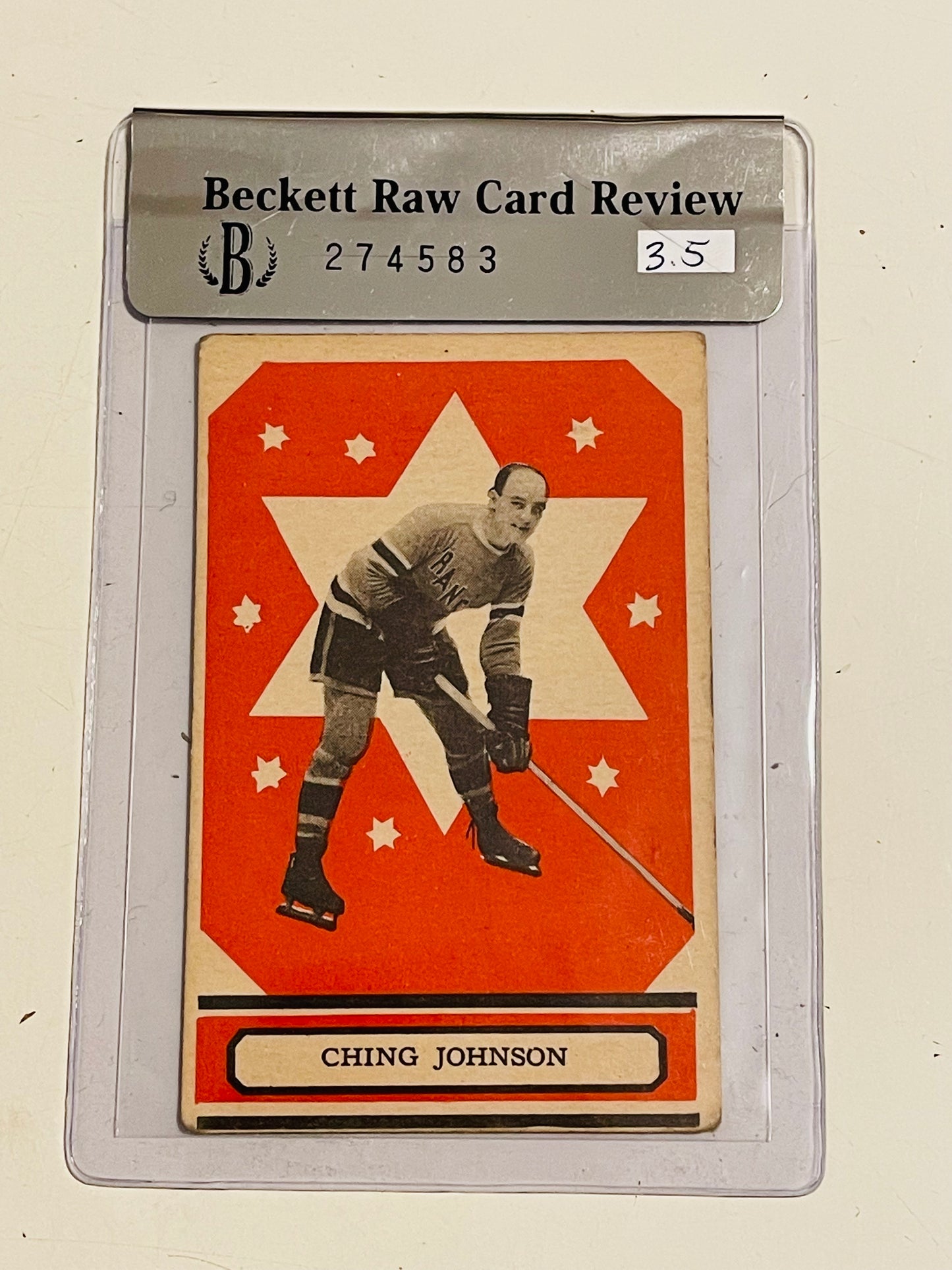 1933 O-pee-Chee Ching Johnson series A hockey card graded