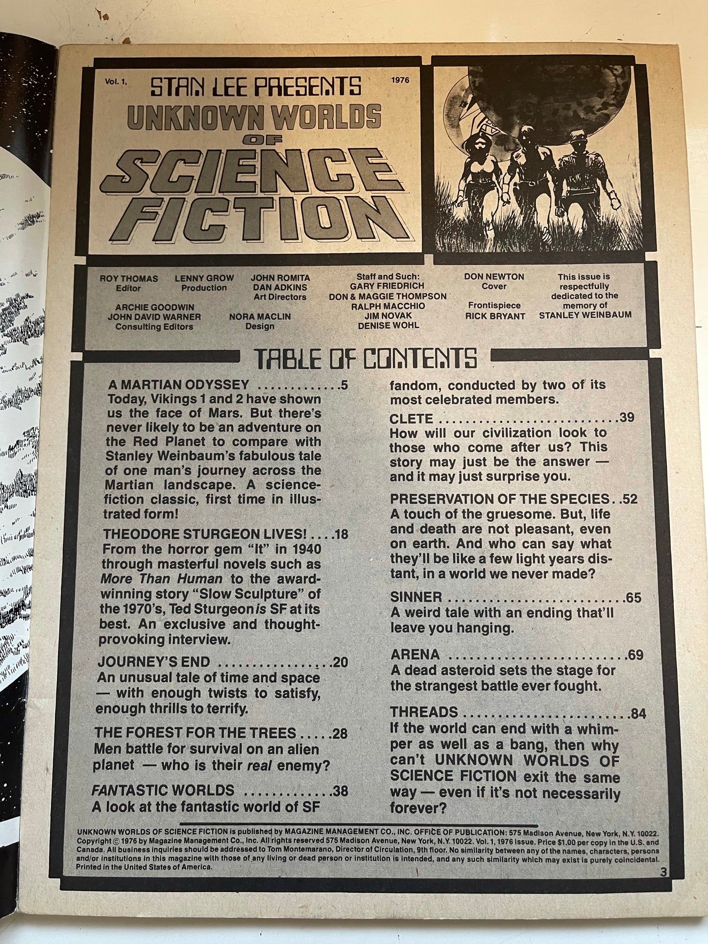 Unknown Worlds of Science Fiction #1 Vf comic magazine 1976