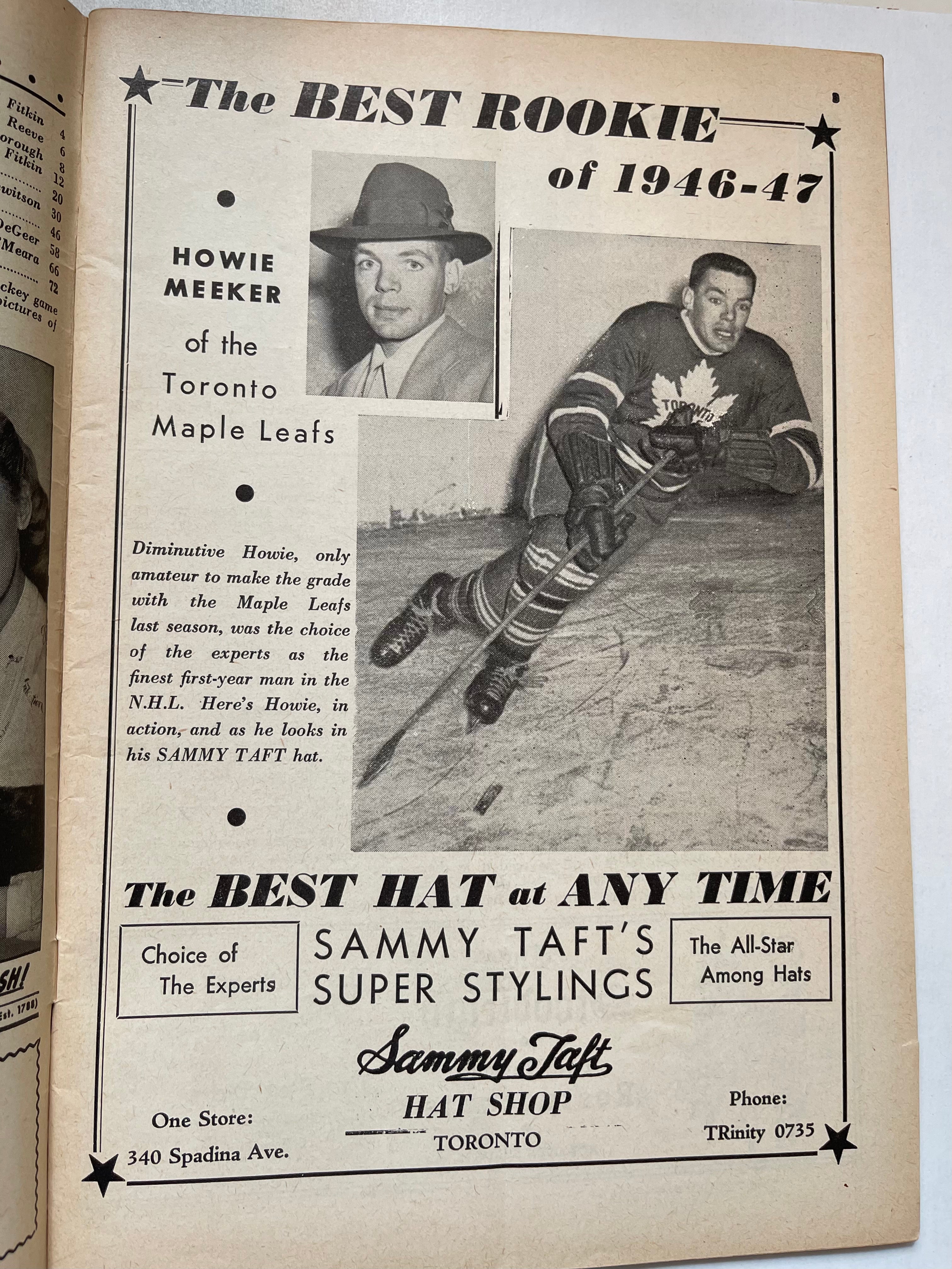 1948 Maple Leaf Gardens original rare hockey game program