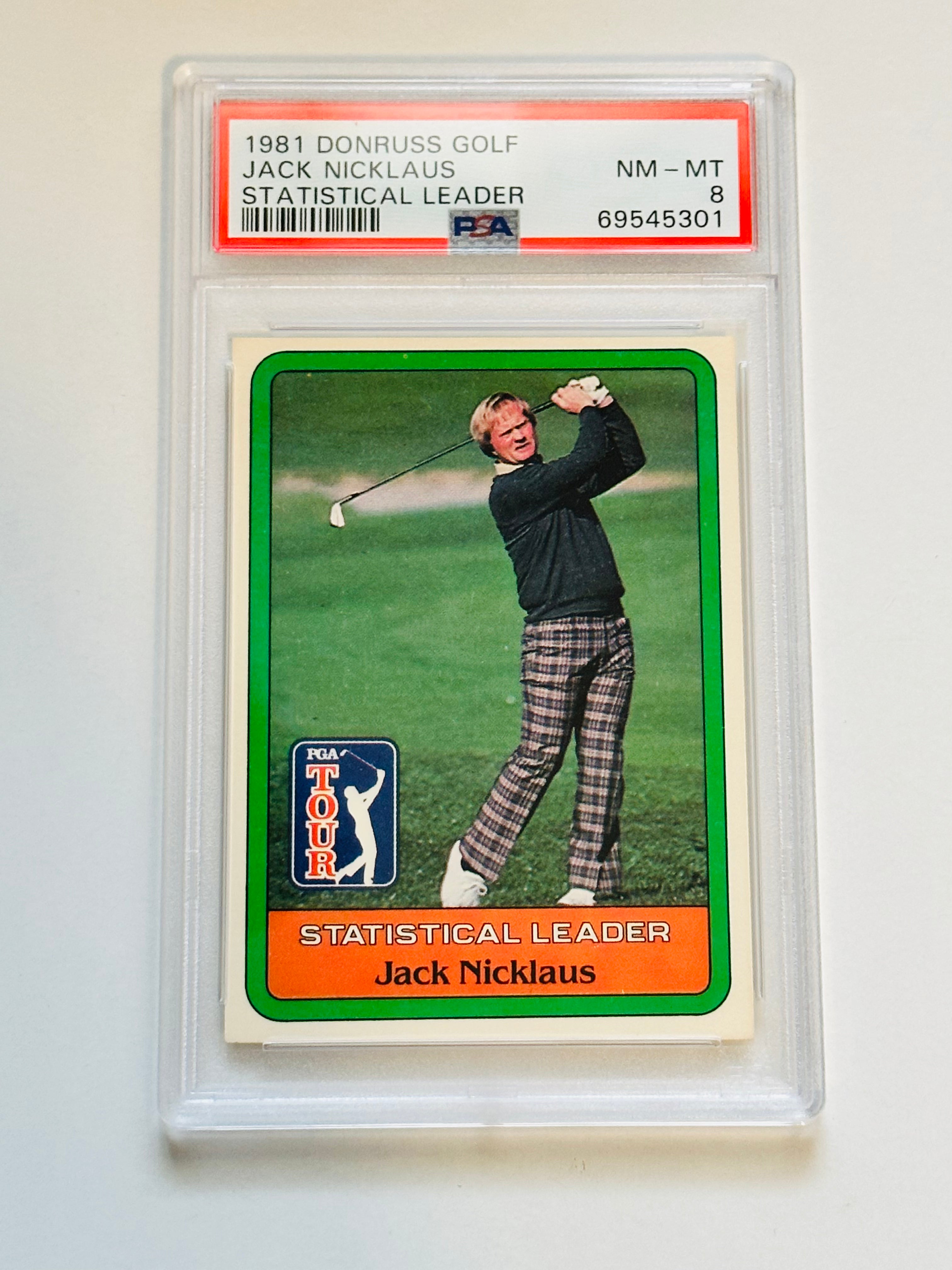 Jack Nicklaus Golf Legend PSA 8 stats leader graded card 1981