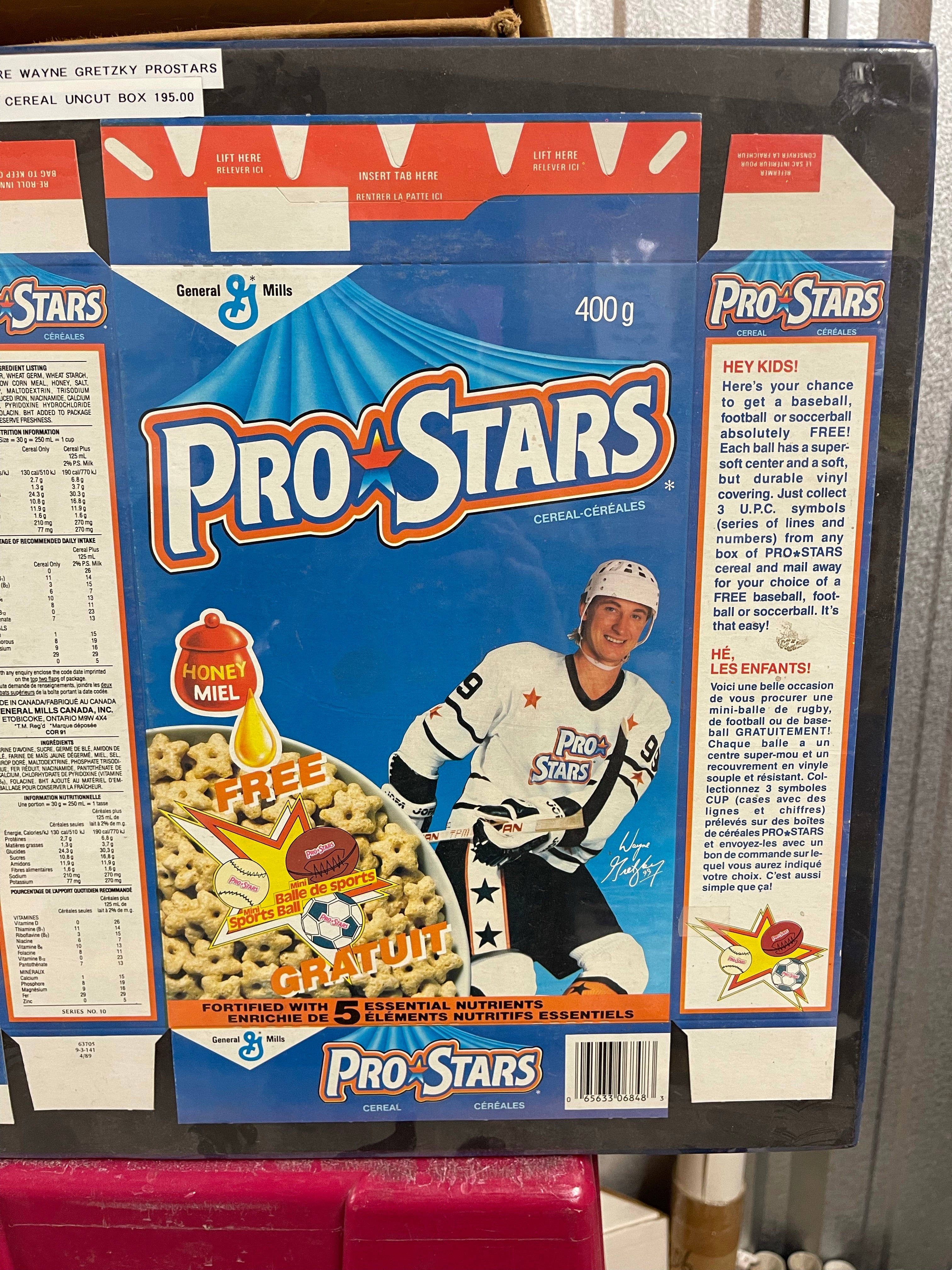 Wayne Gretzky rare Prostars flat cereal box 1989